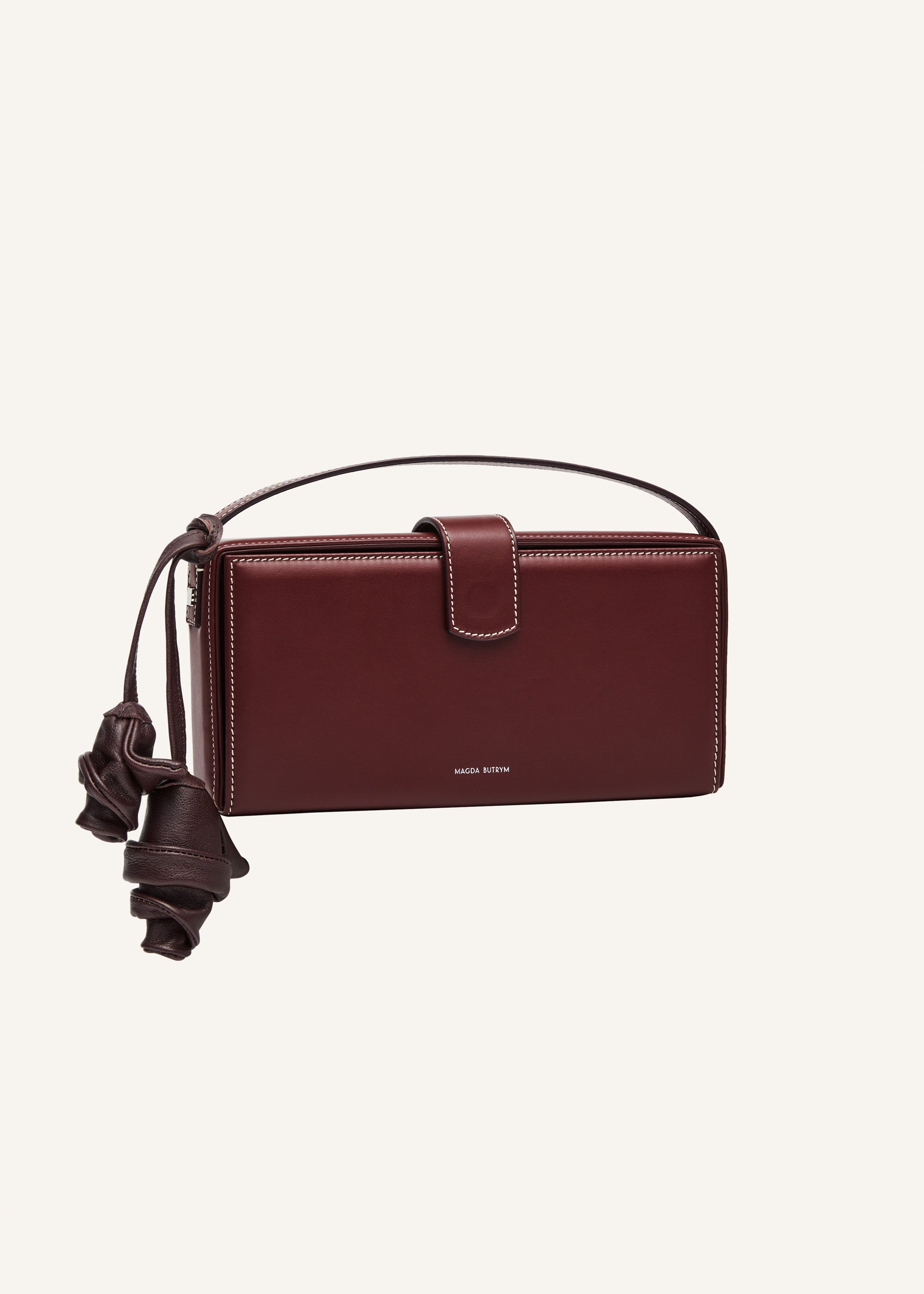 Apolonia bag in burgundy leather with flower charm - 2