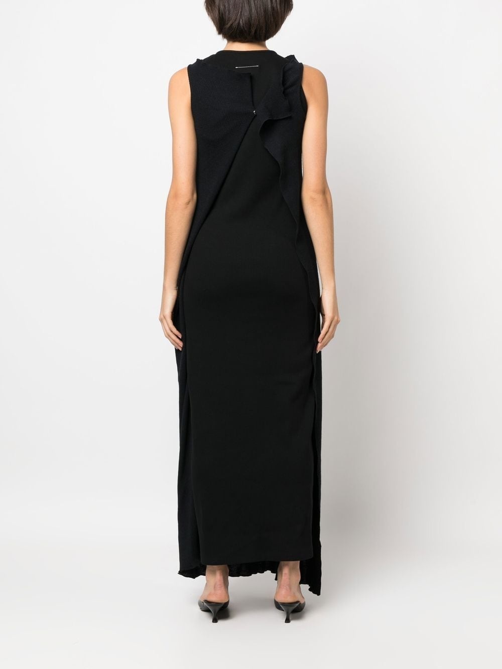 asymmetric draped knitted dress - 4