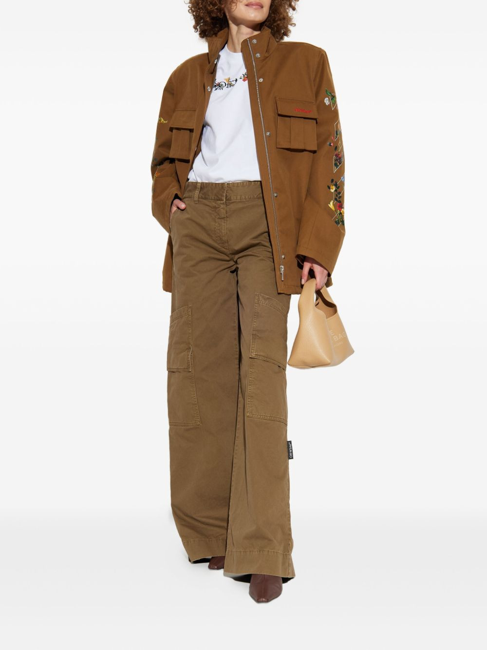 floral-arrow print utility jacket - 2
