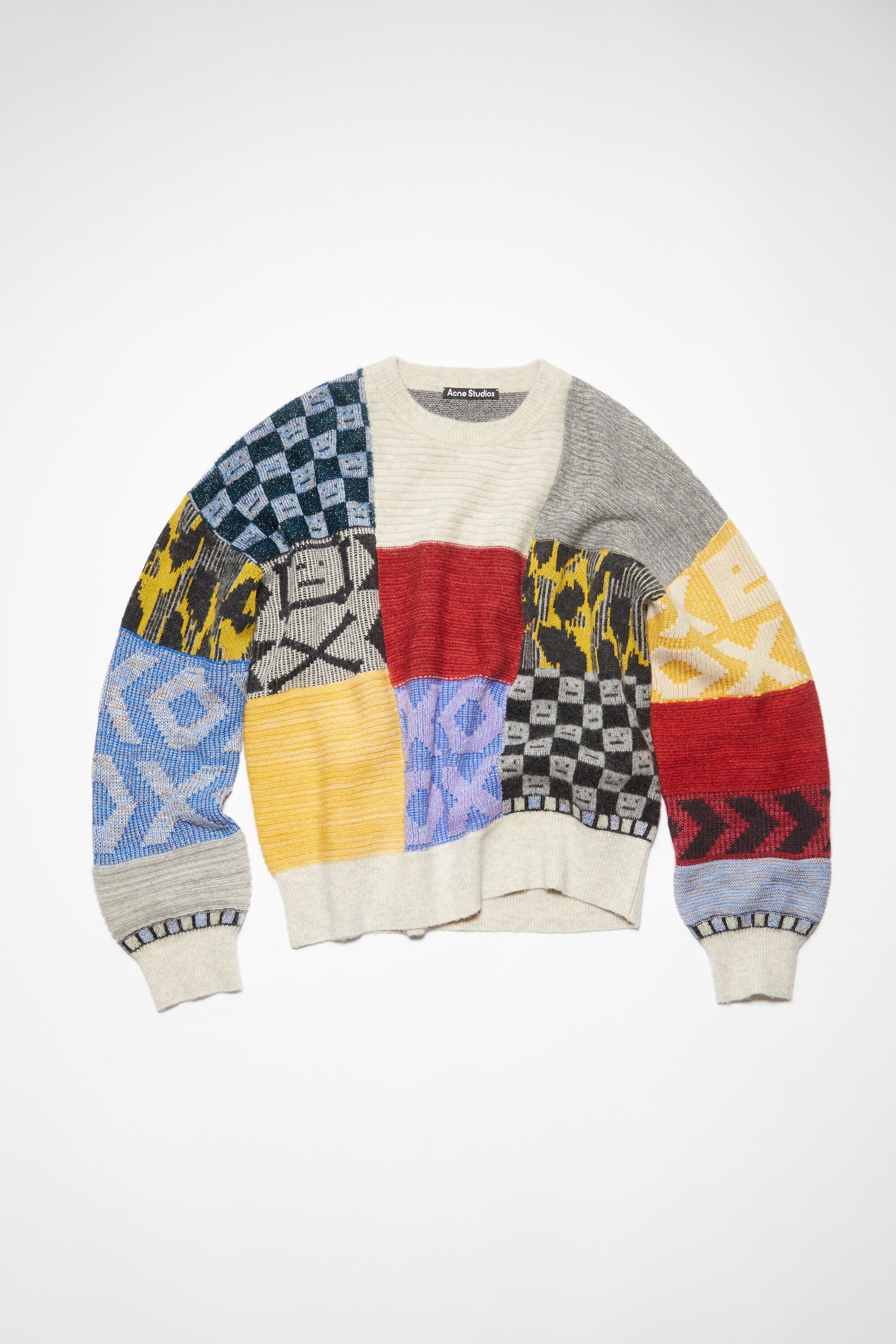 Patchwork crew neck jumper - Cornflower blue/multi - 6