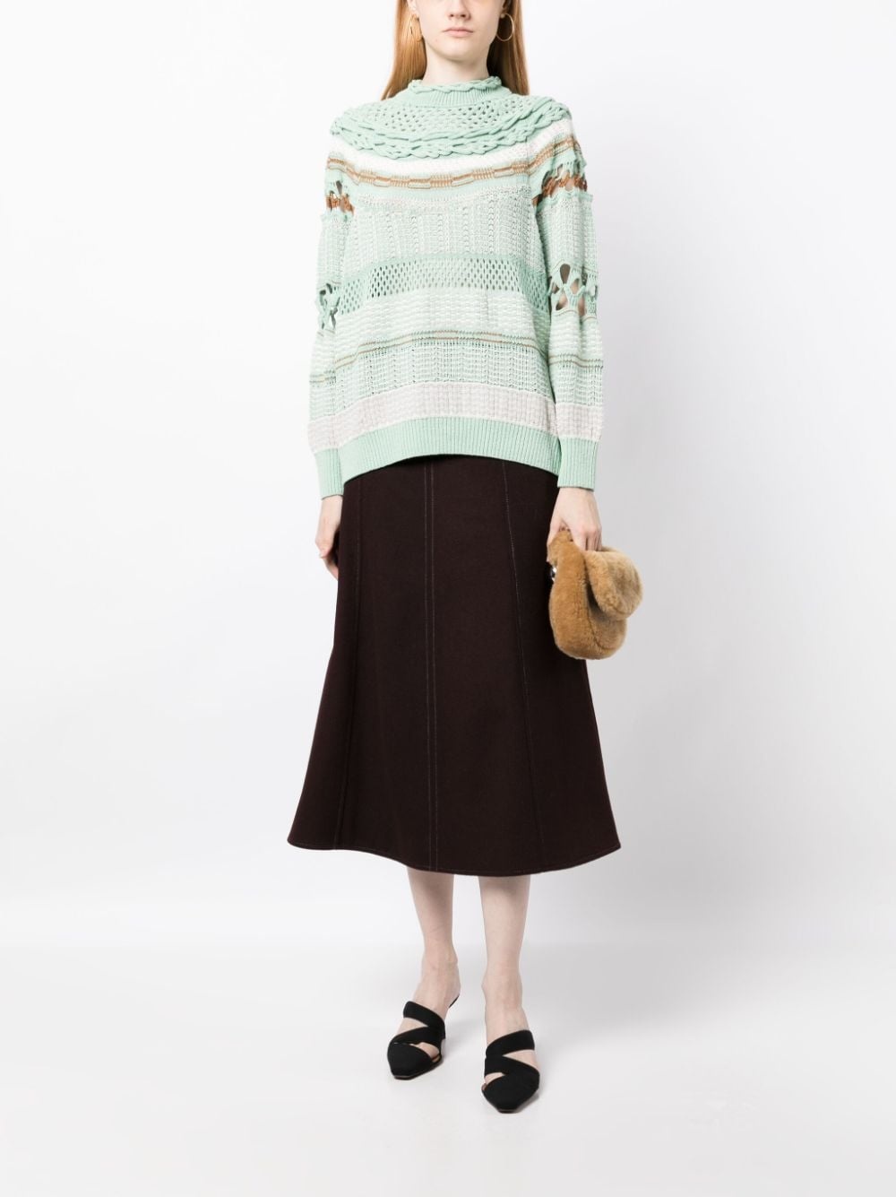 open-knit high-neck sweatshirt - 2