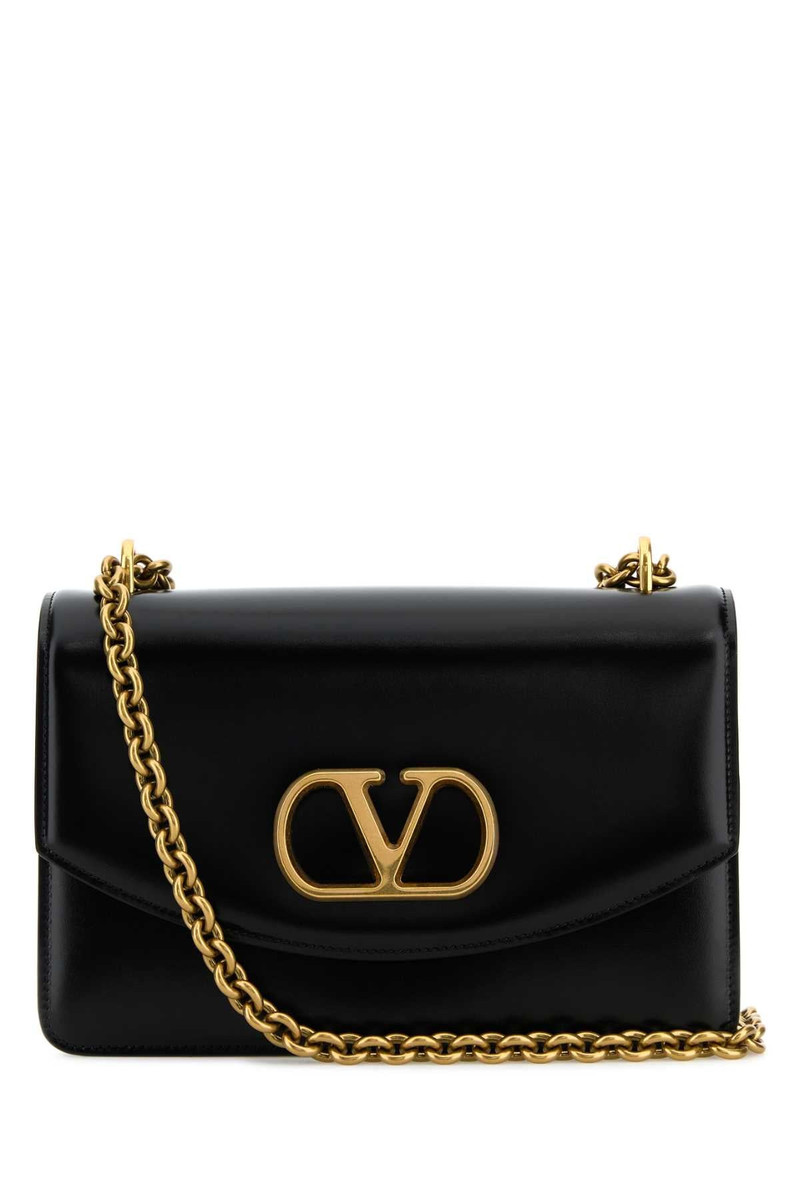 Valentino Garavani Men Black Leather Vain Shoulder Bag - 1