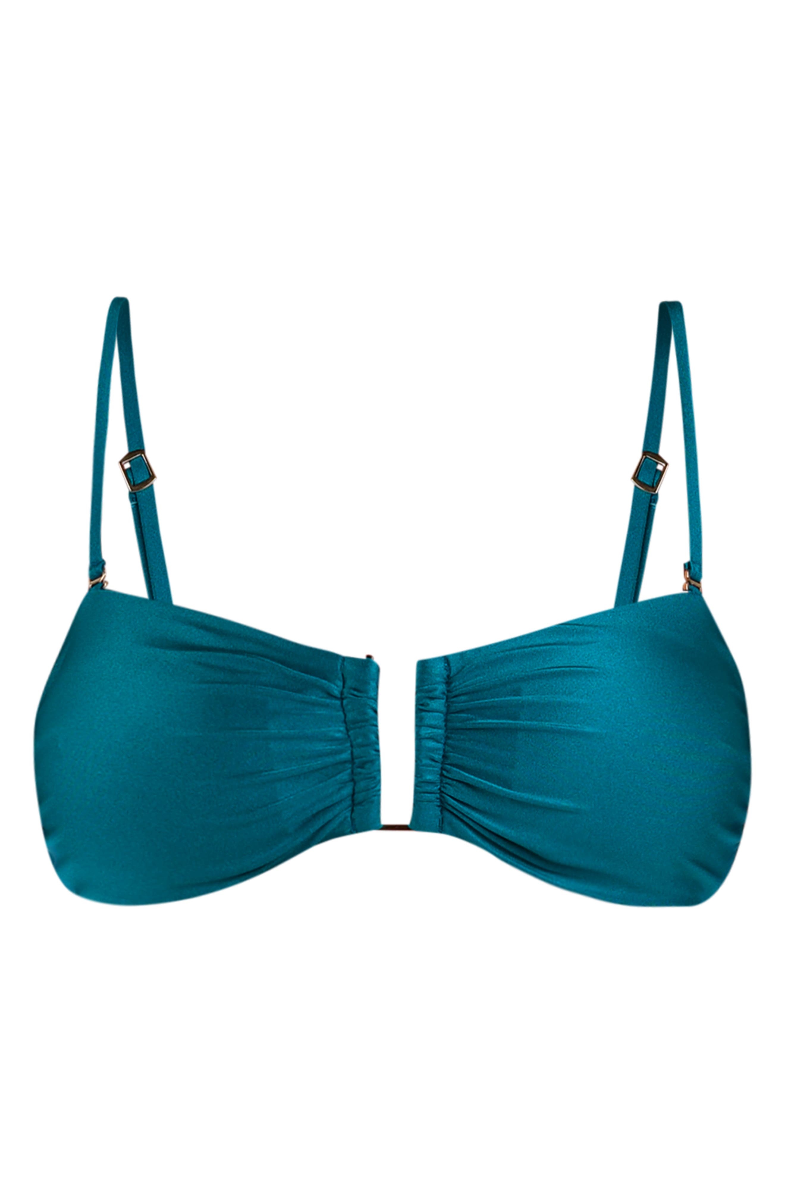 L'AGENCE Krysta Metallic Bandeau Bikini Top in Viridian at Nordstrom - 4