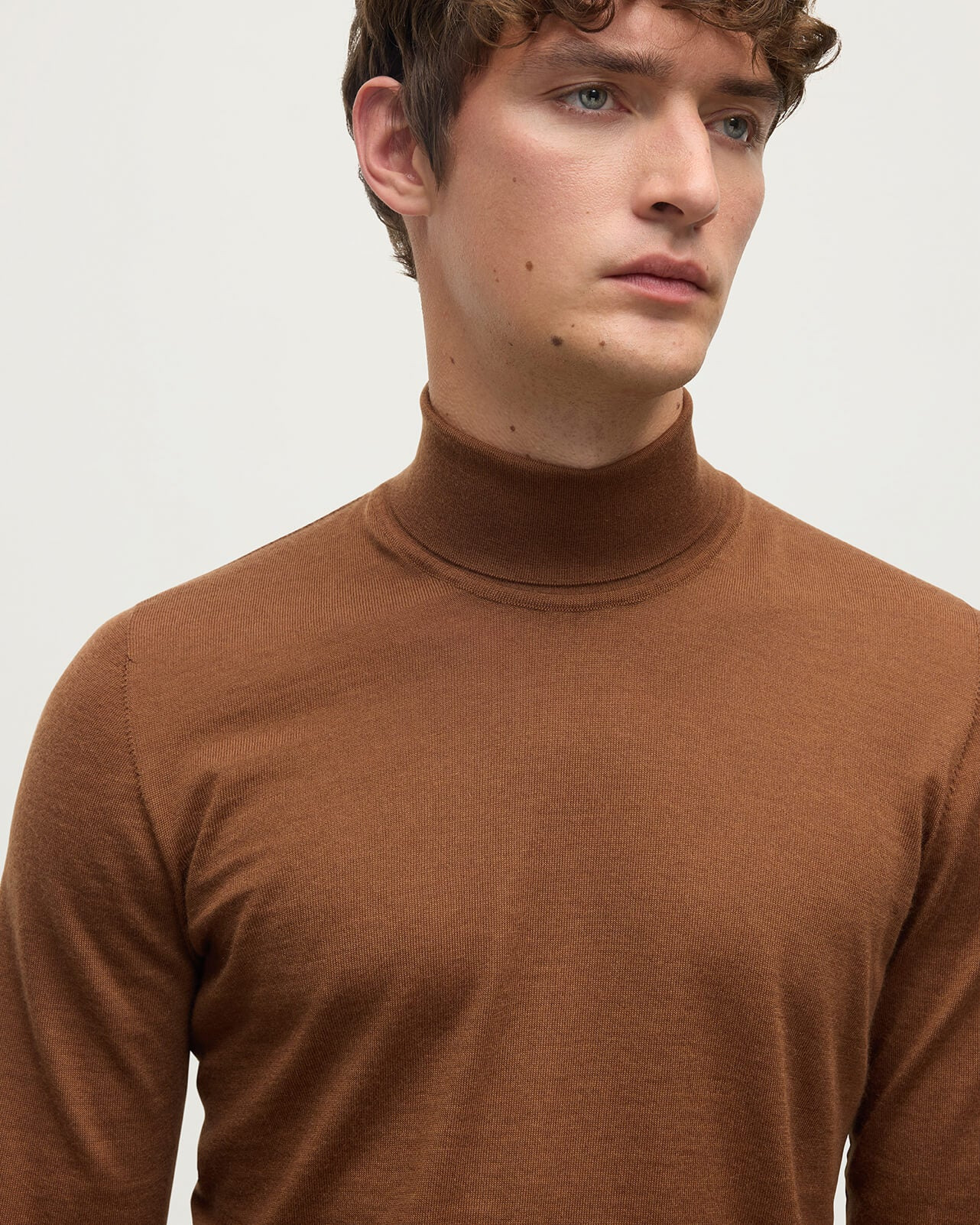 Superfine Cashmere Camel Roll Neck Jumper - 5