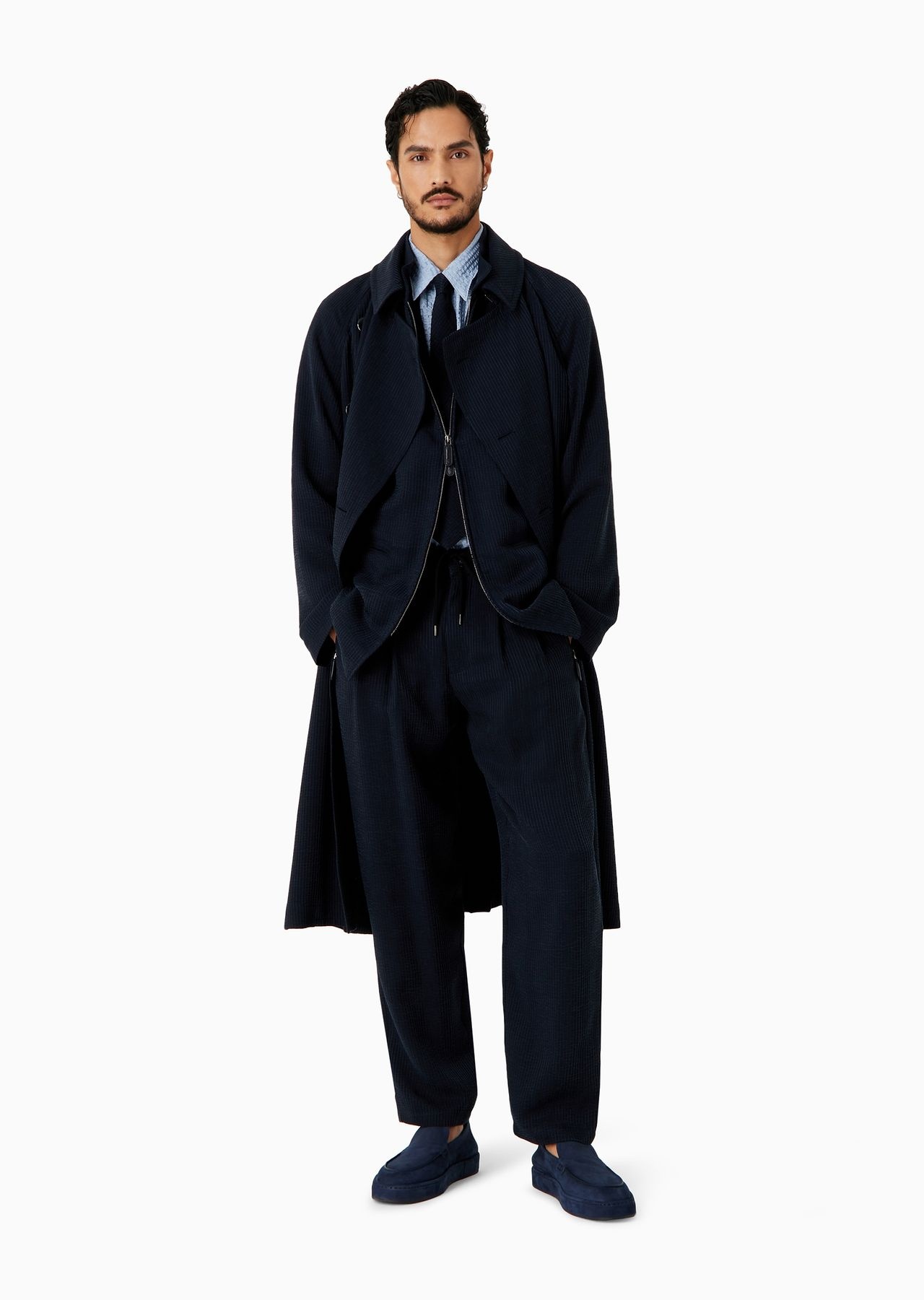 ASV double-breasted trench coat in a canneté cupro blend - 4