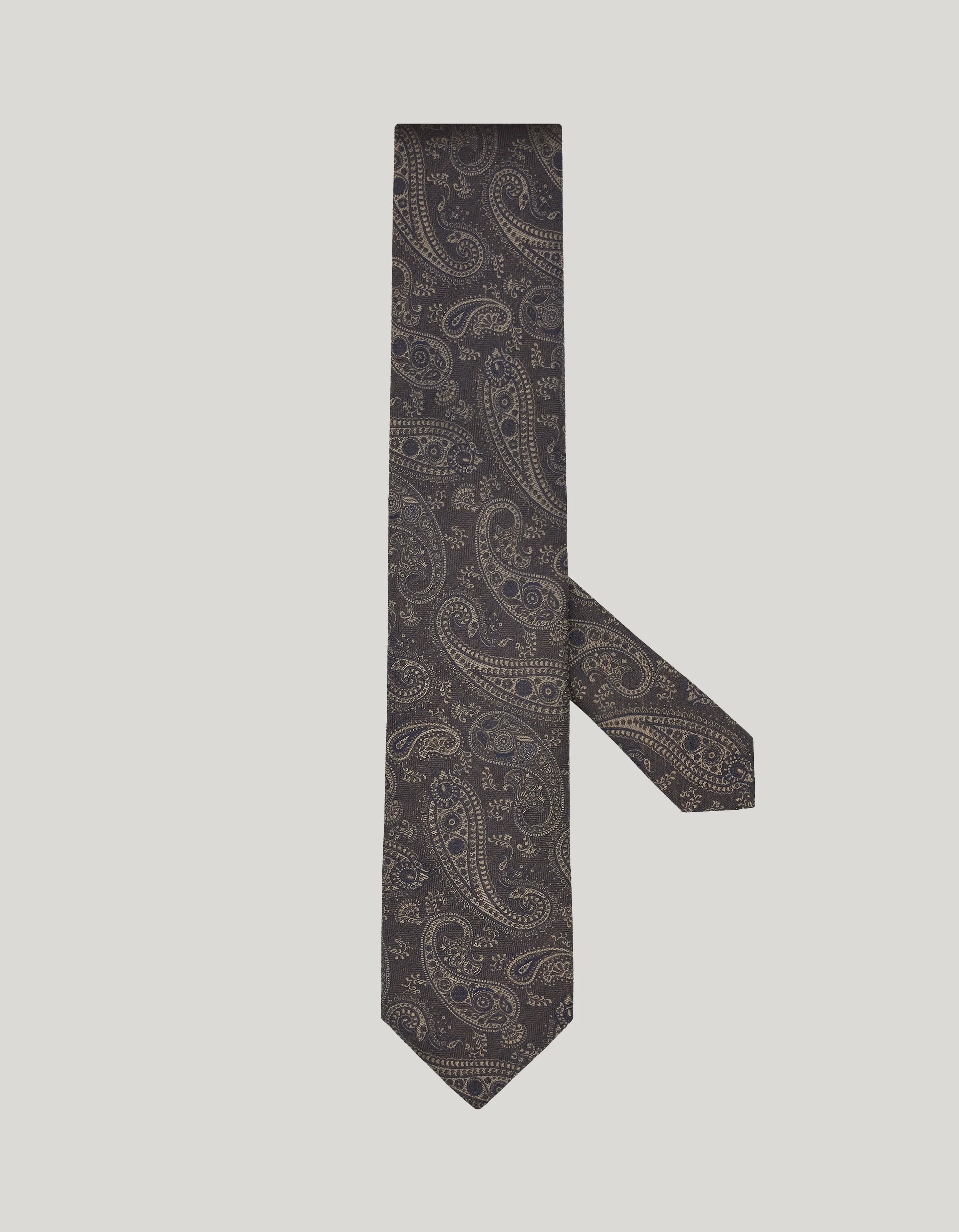 BROWN SILK TIE, PAISLEY MOTIF - 1
