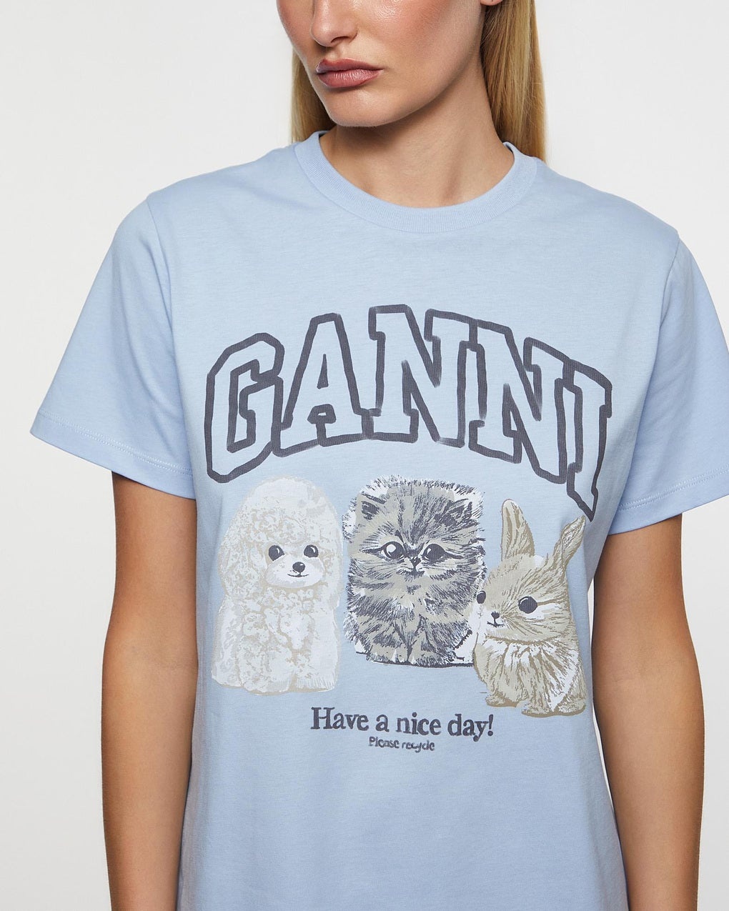 T-Shirt Basic Cotton Animals Relaxed Light blue - 5