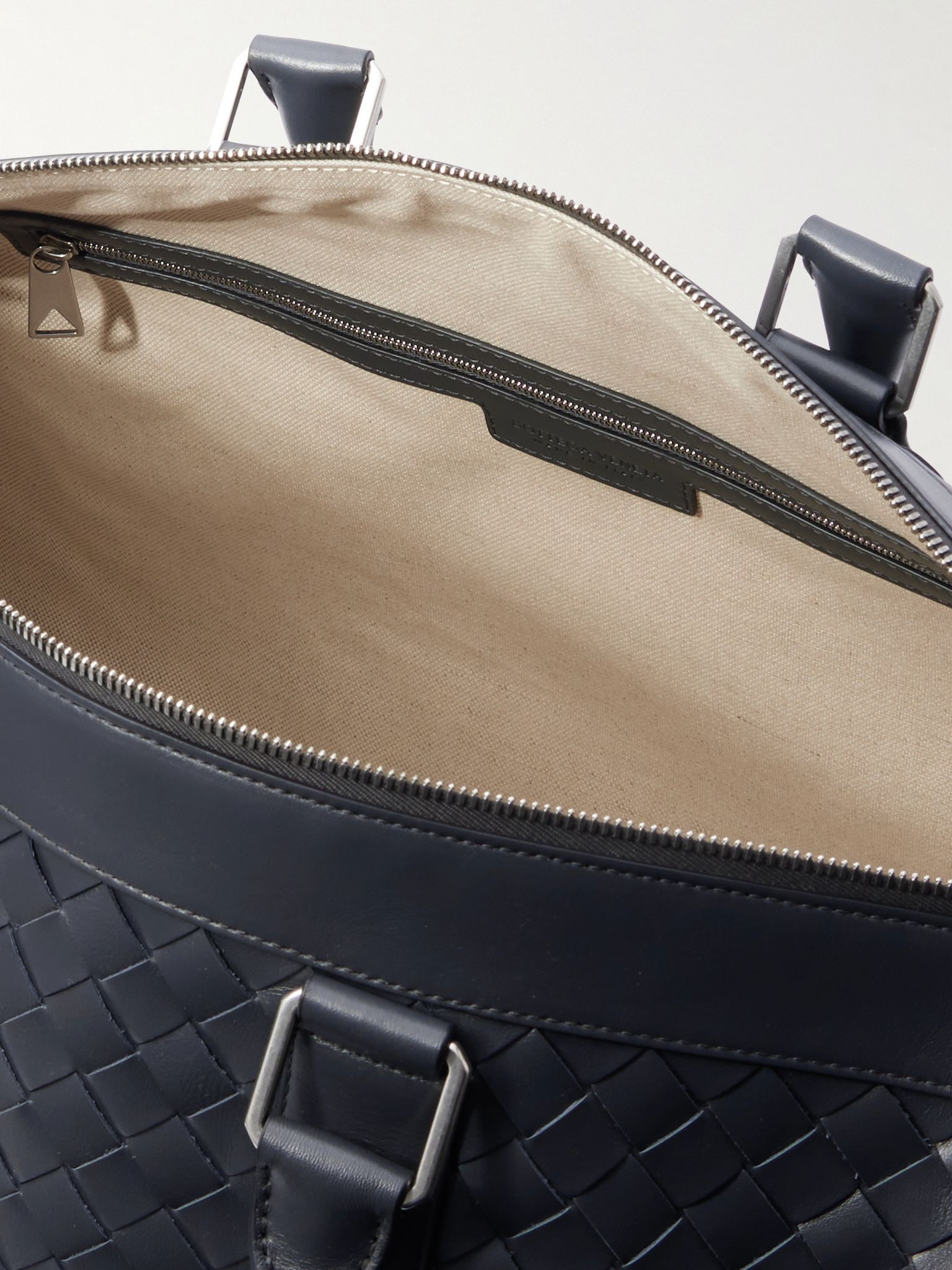 Intrecciato Leather Weekend Bag Charcoal - 5