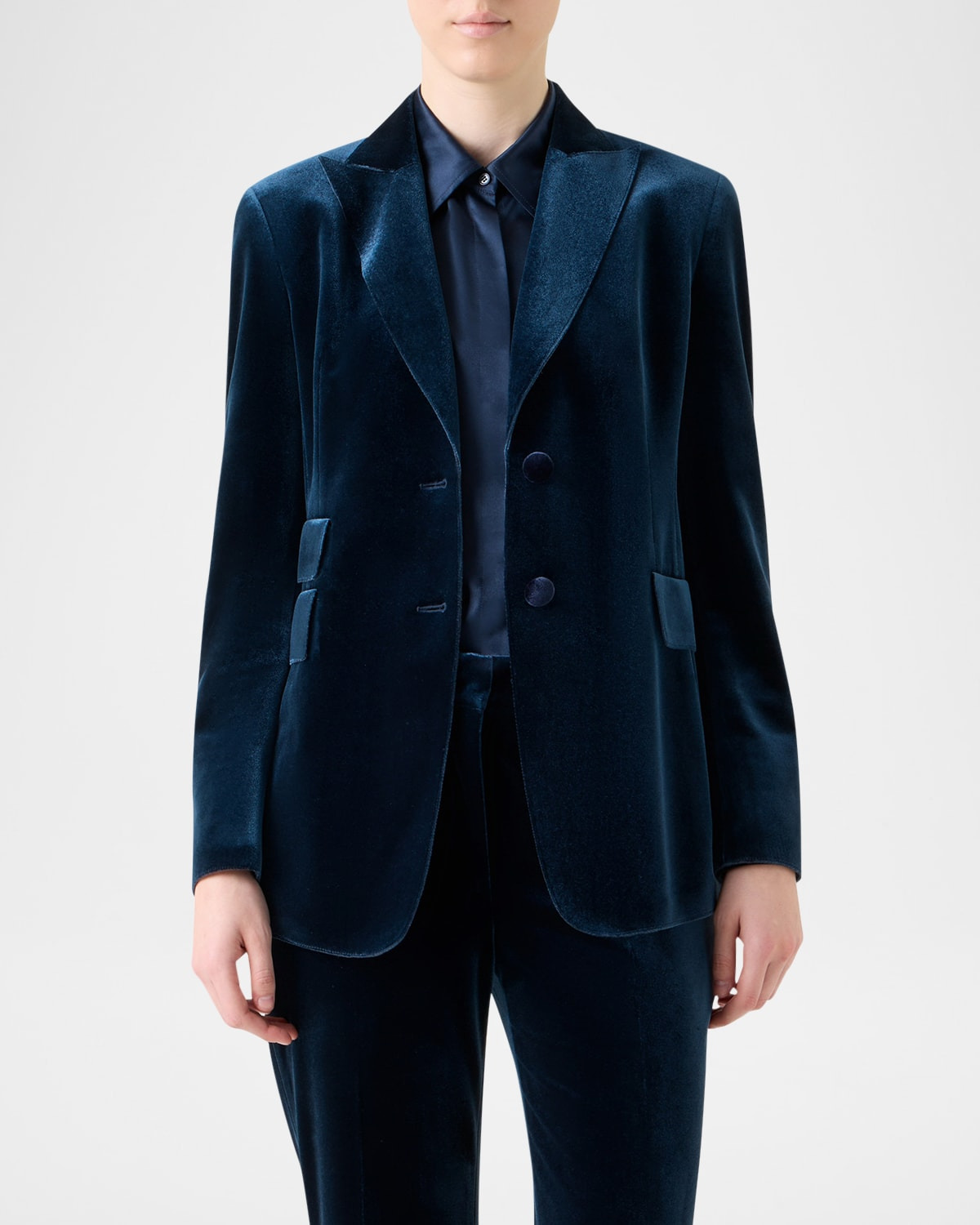 Percival Techno Velvet Stretch Single-Breasted Jacket - 4