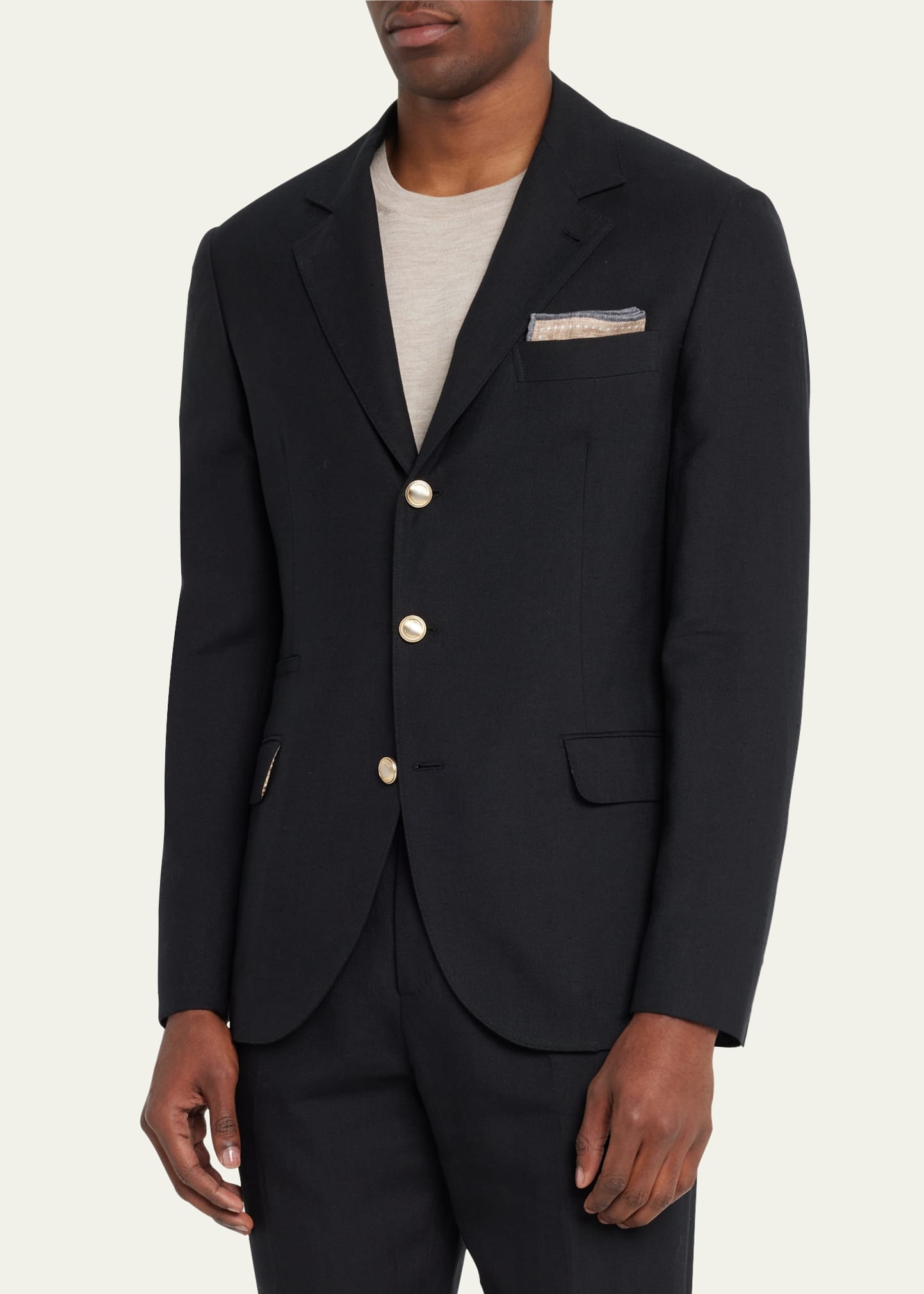 Men's Linen-Wool Solid Suit - 3