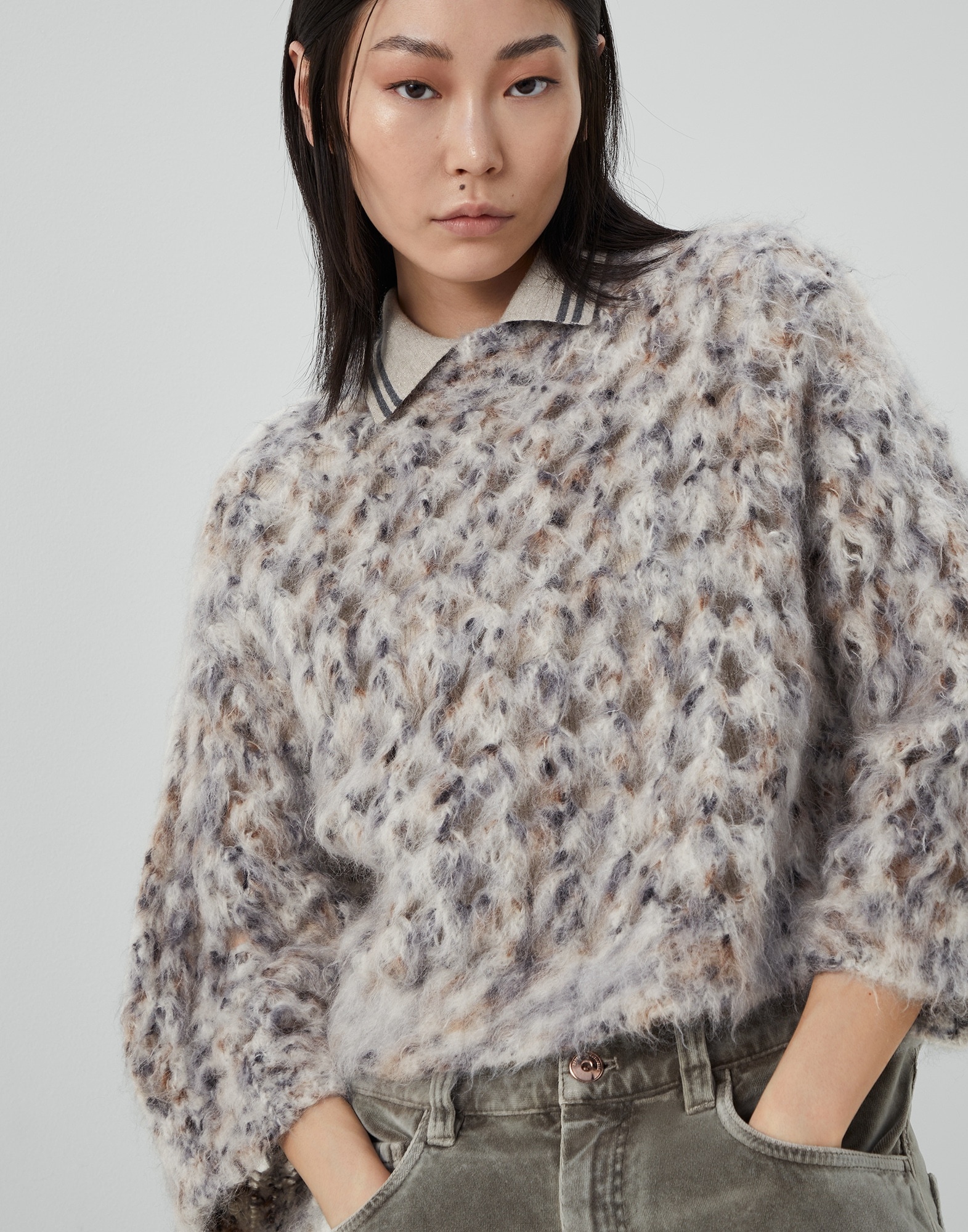 Fluffy Net sweater in mohair, wool and cotton - 4