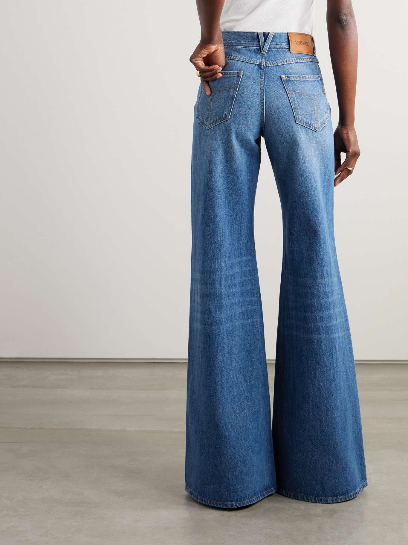 Embellished high-rise wide-leg jeans - 4