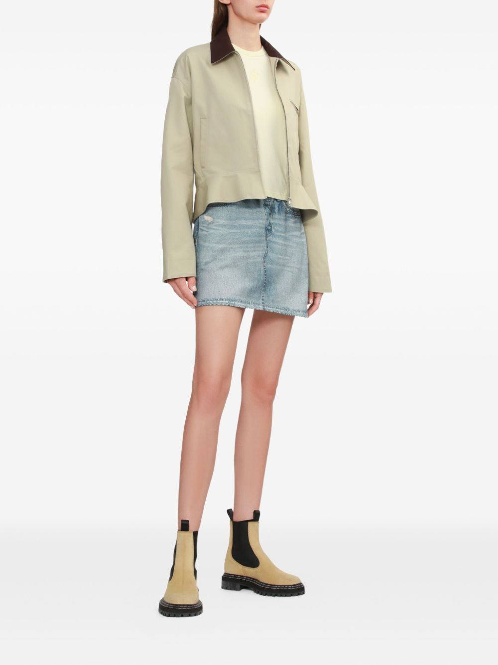 distressed denim mini skirt - 2