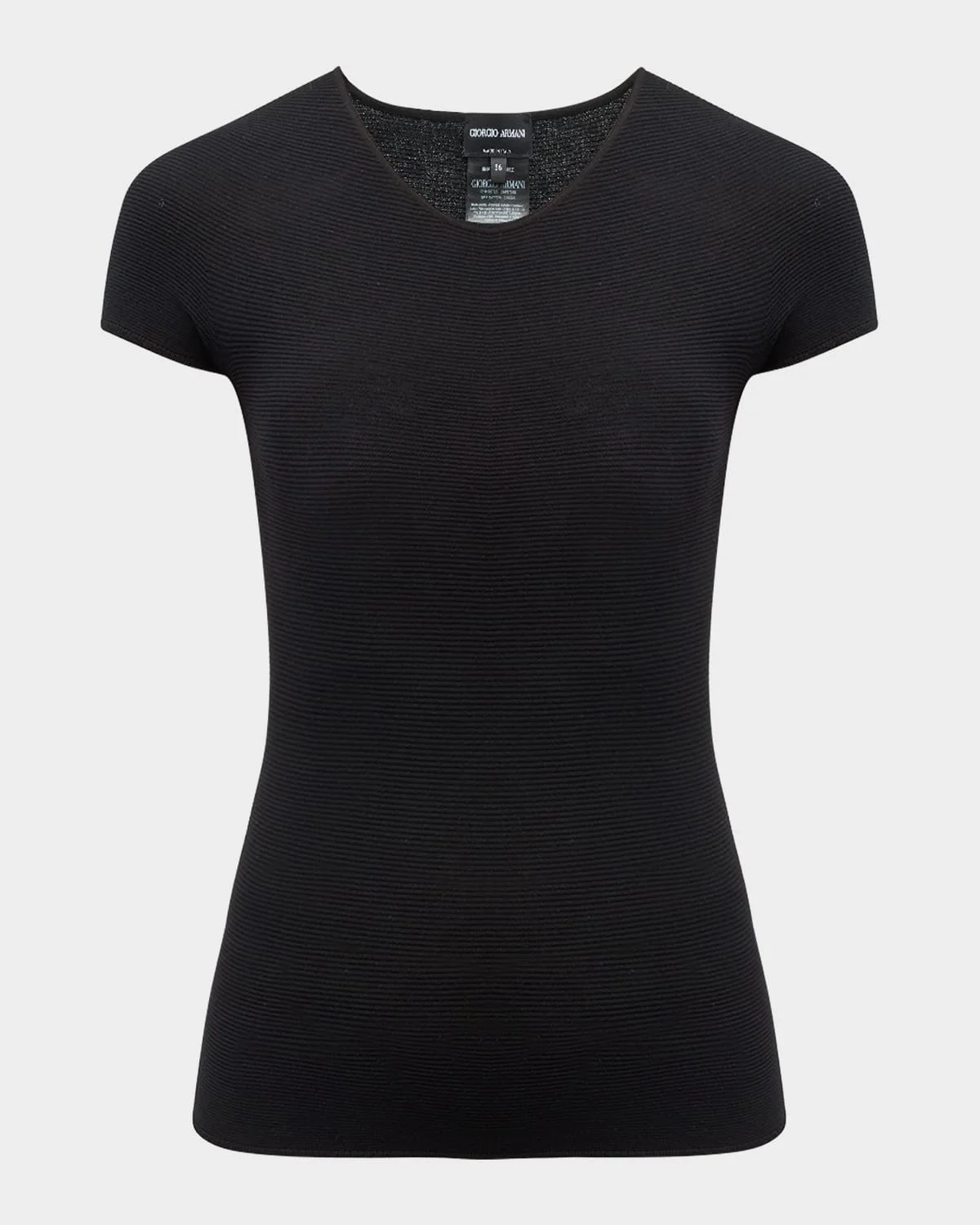 Scoop-Neck Short-Sleeve Tee, Black - 1