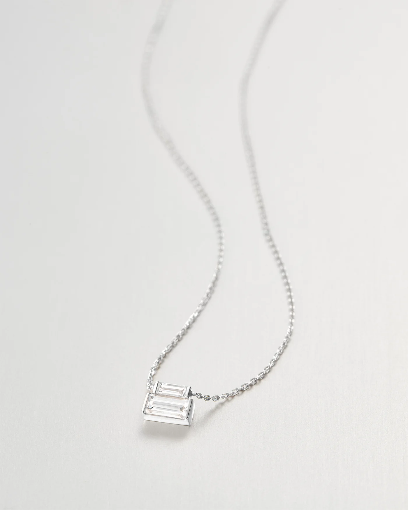 14K Stacked Baguette Diamond Necklace - 1
