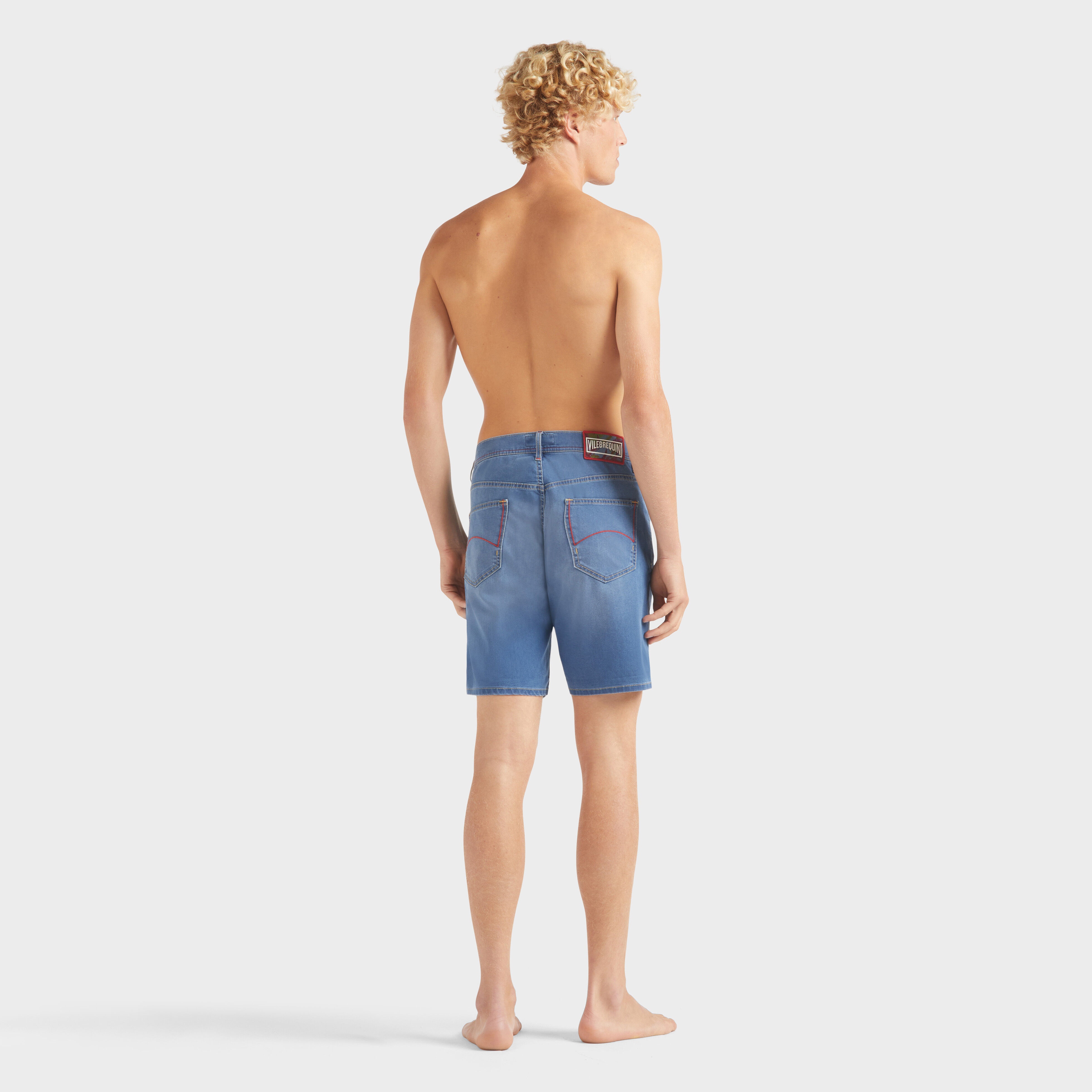 Men Denim Bermuda Shorts Crab Balloons - 4
