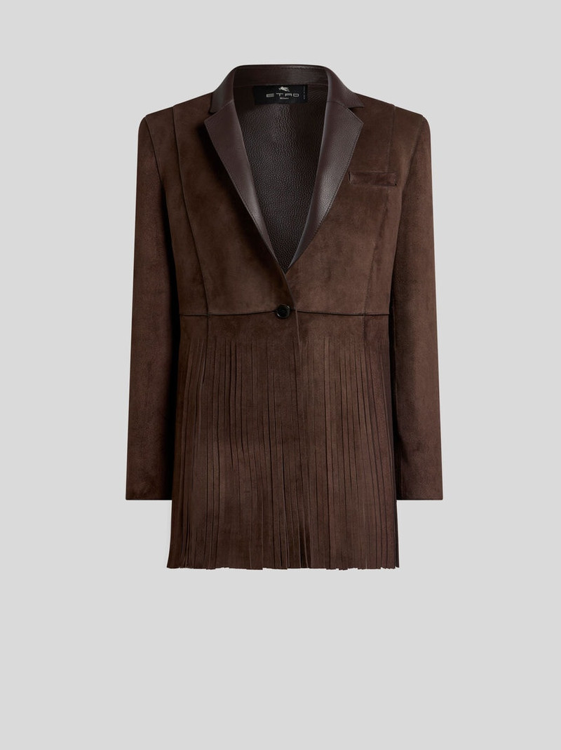 SINGLE-BREASTED SUEDE JACKET WITH FRINGING 1