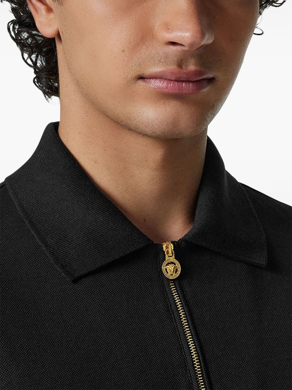 zipped collar polo shirt - 5