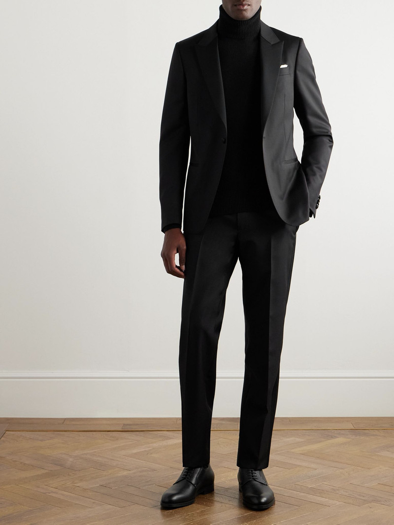 ZEGNA Straight-Leg Satin-Trimmed Wool and Mohair-Blend Tuxedo Trousers Black outlook