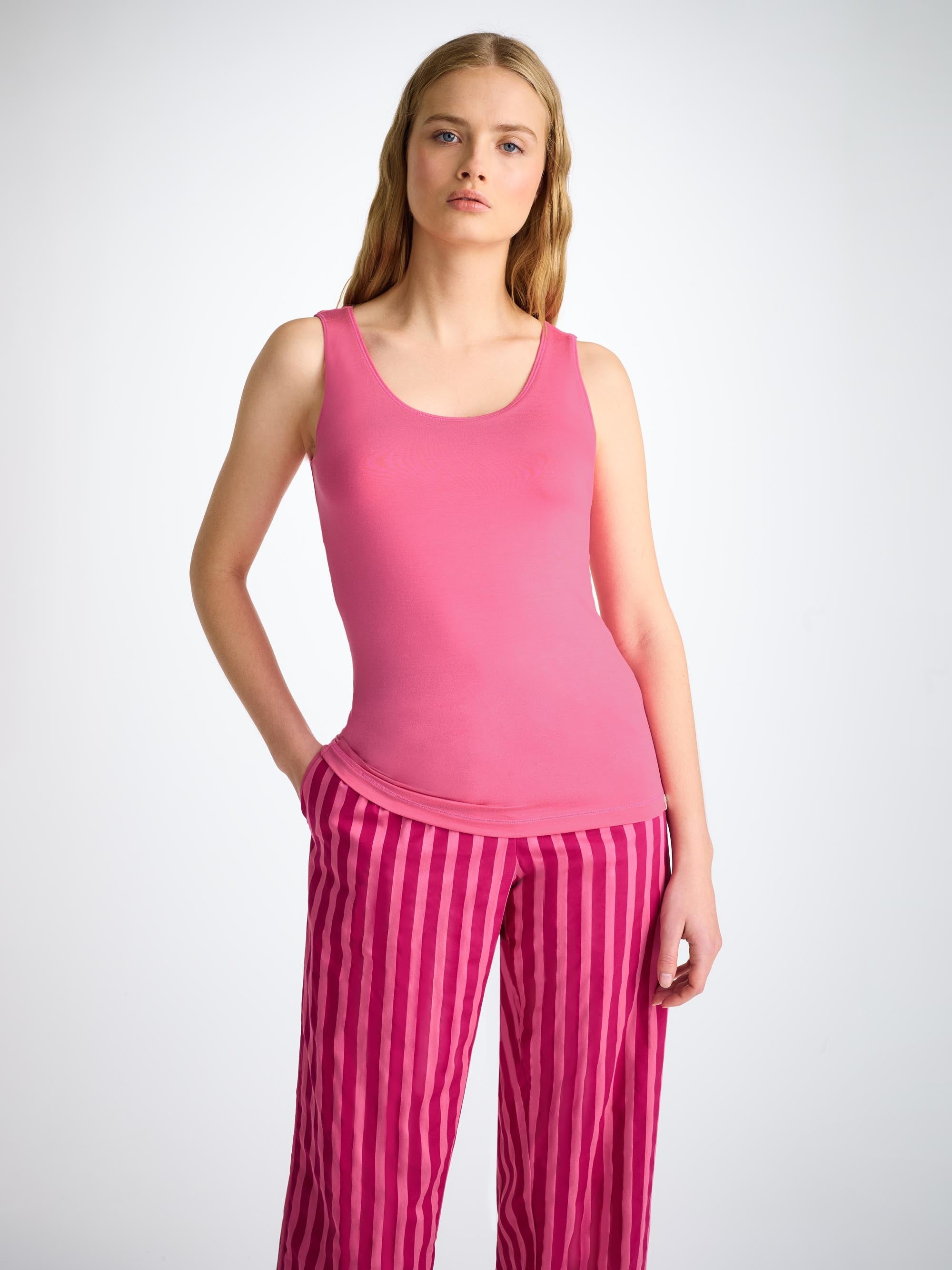 Women's Support Vest Lara Micro Modal Stretch Flamingo Pink - 2