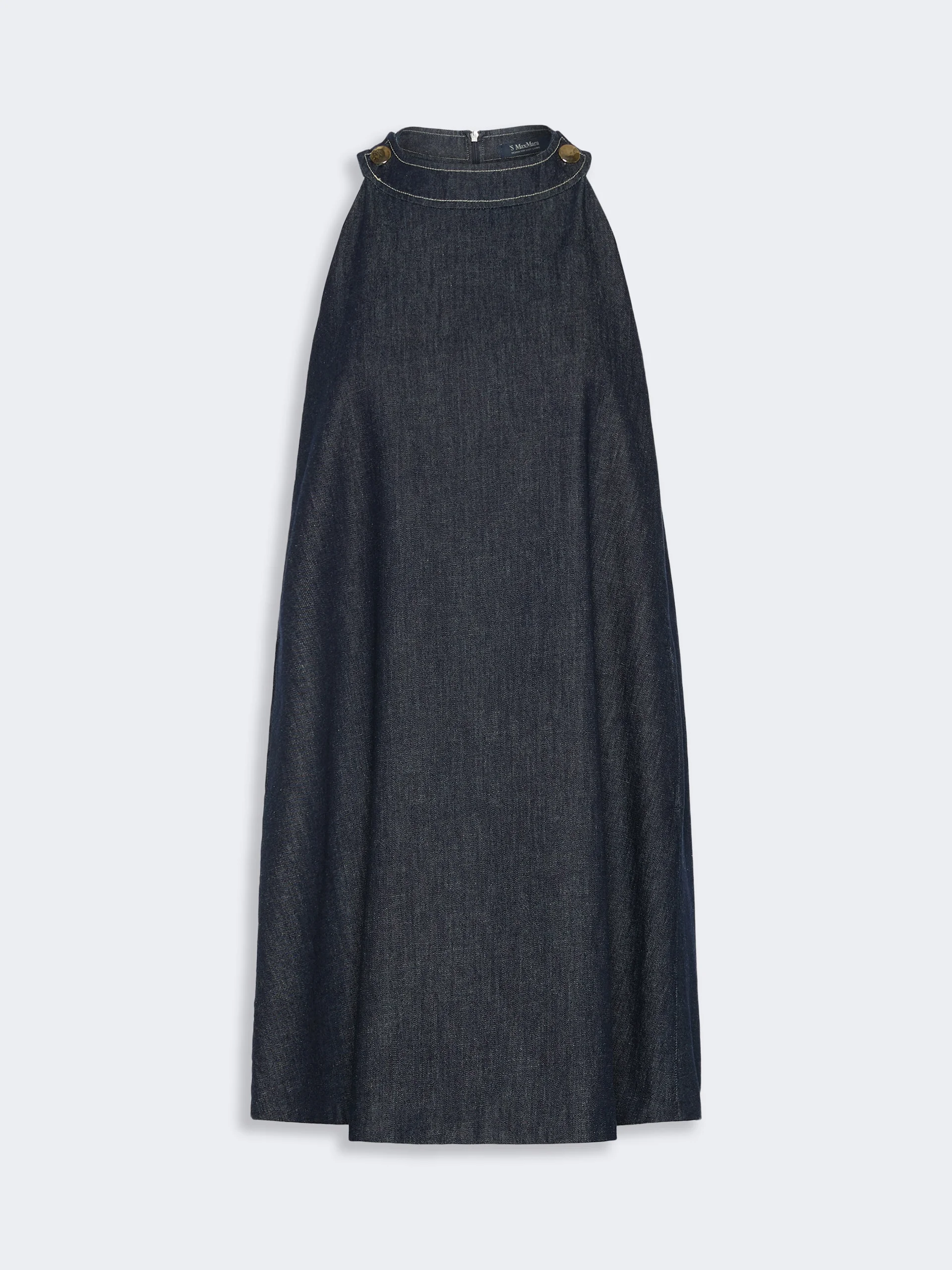 PORTICI Short sleeveless cotton denim dress - ULTRAMARINE - 1