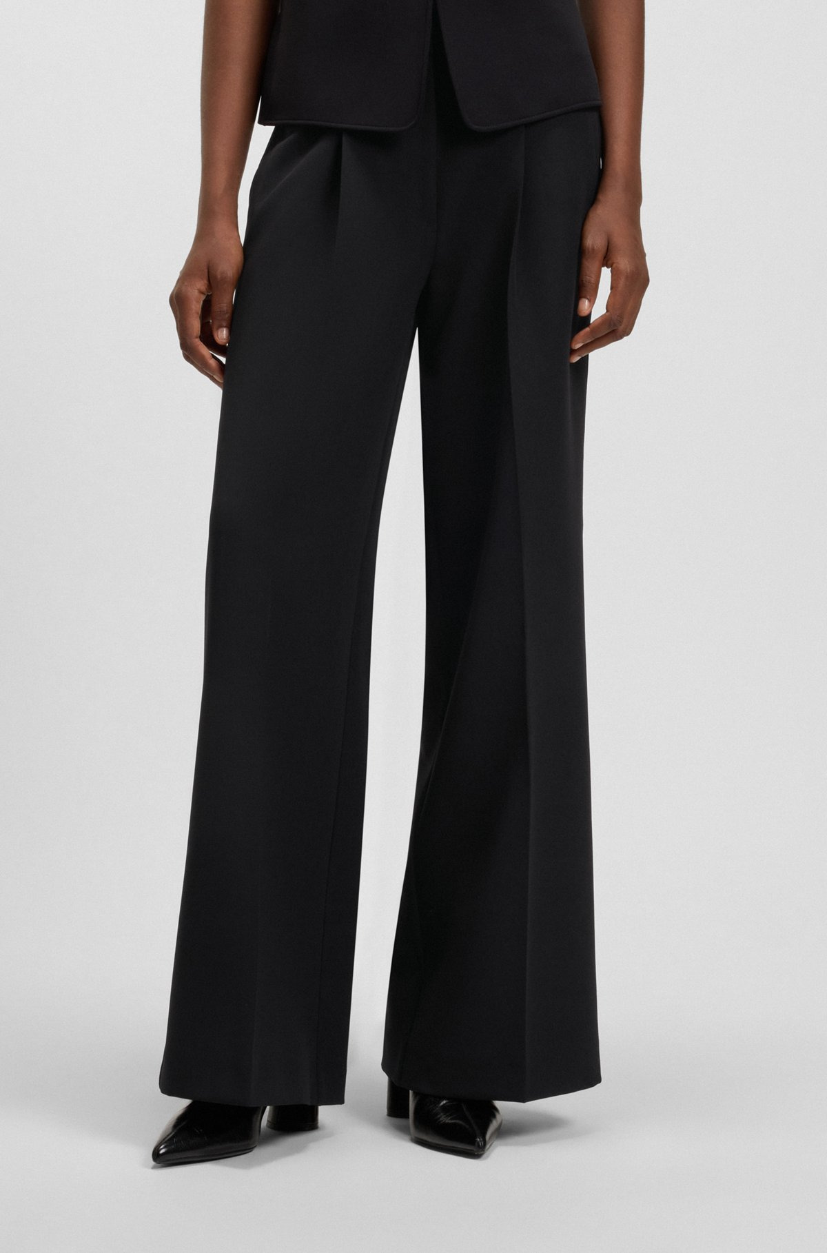 REGULAR-FIT WIDE-LEG PANTS IN STRETCH FABRIC - 2