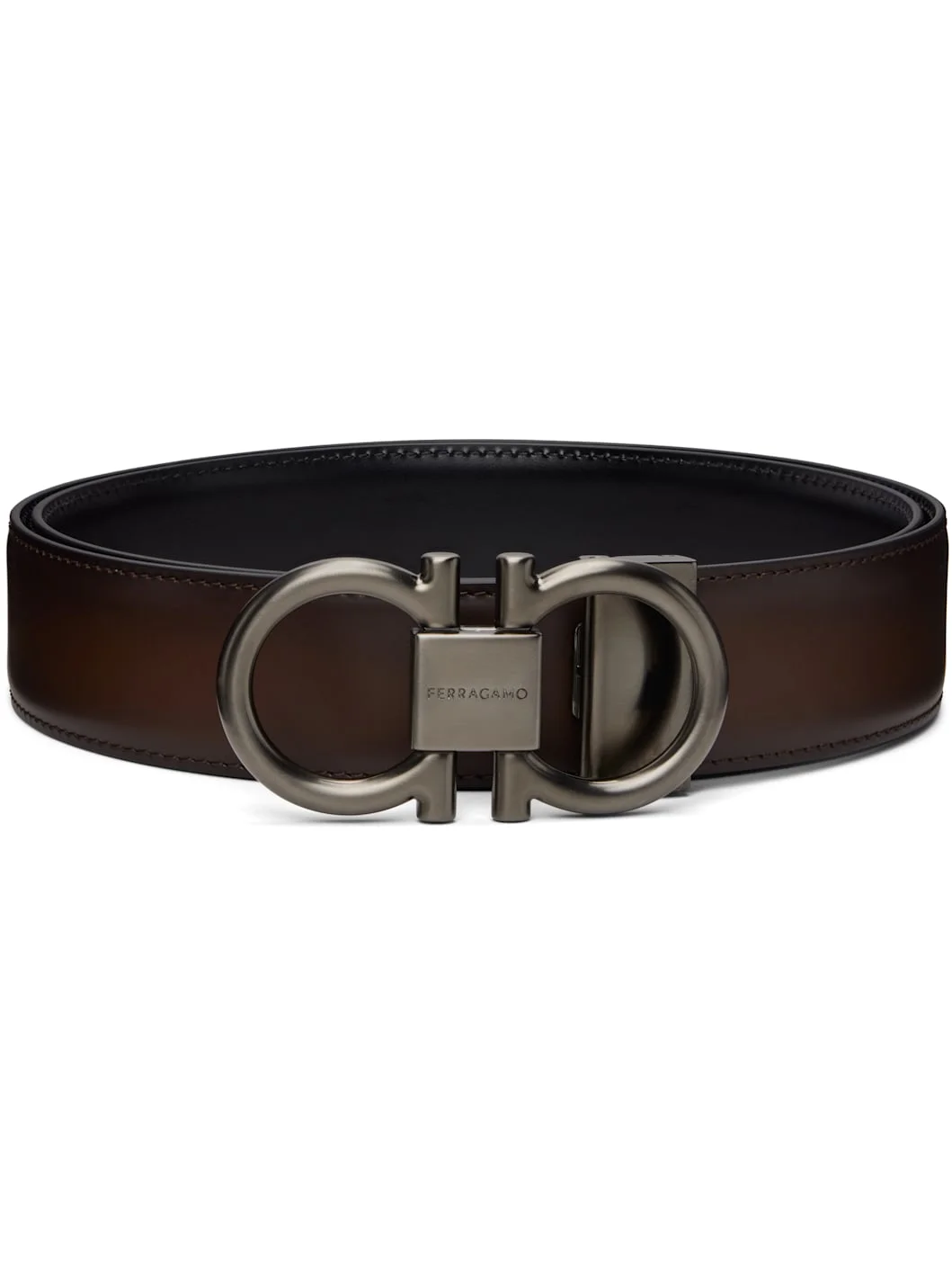Brown & Black Gancini Adjustable & Reversible Belt - 1