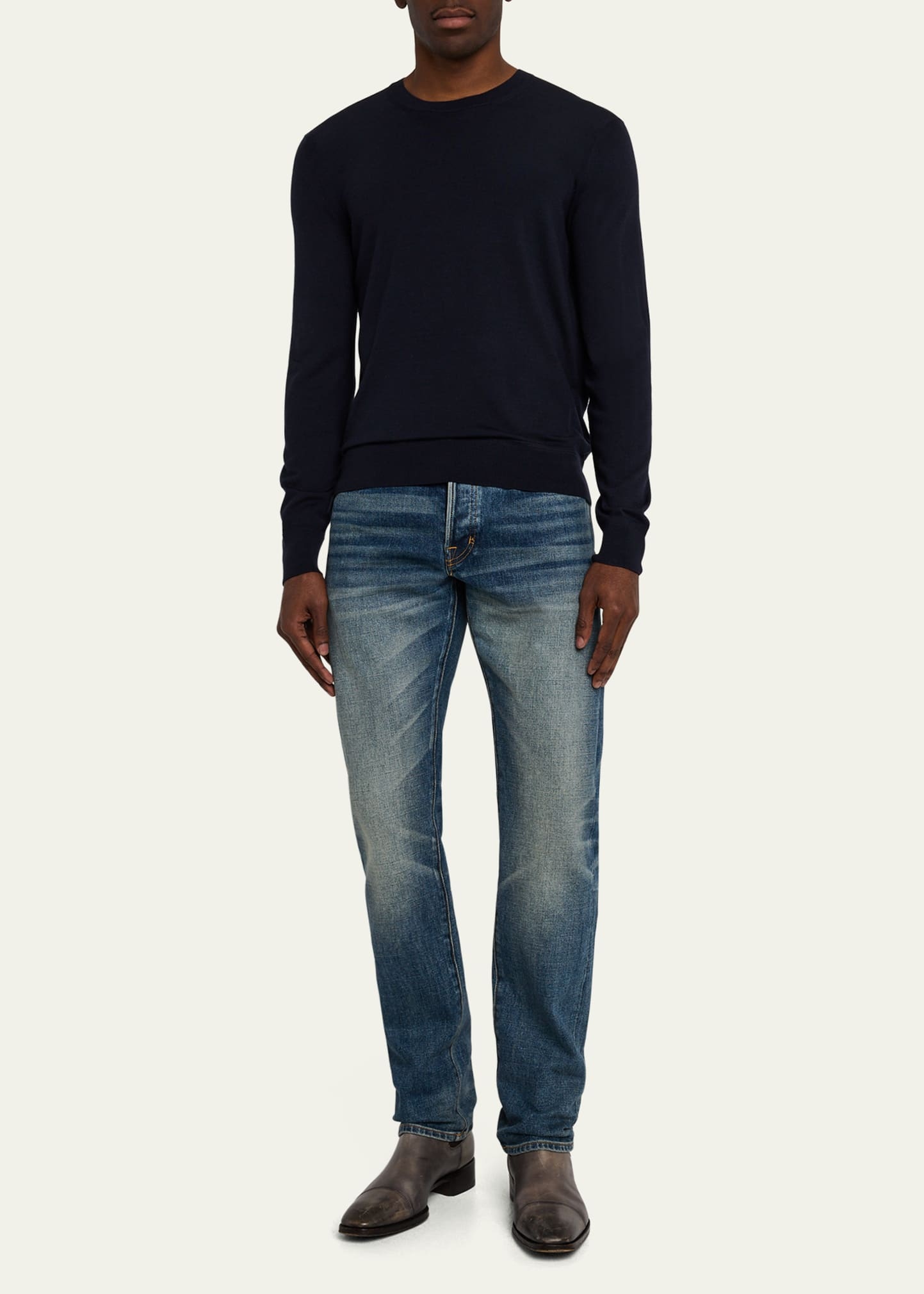 Men's Fine Gauge Wool Crewneck Sweater - 2