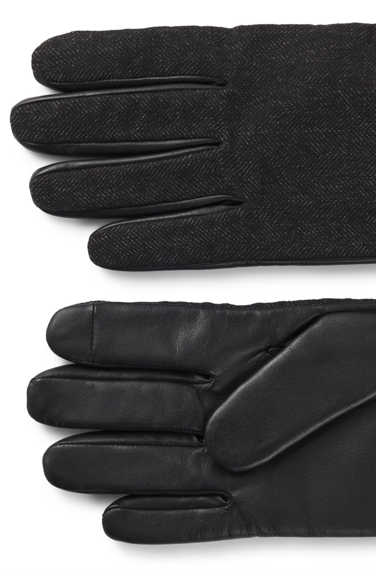 MIXED-MATERIAL GLOVES WITH LEATHER PALM AND FULL LINING - 2