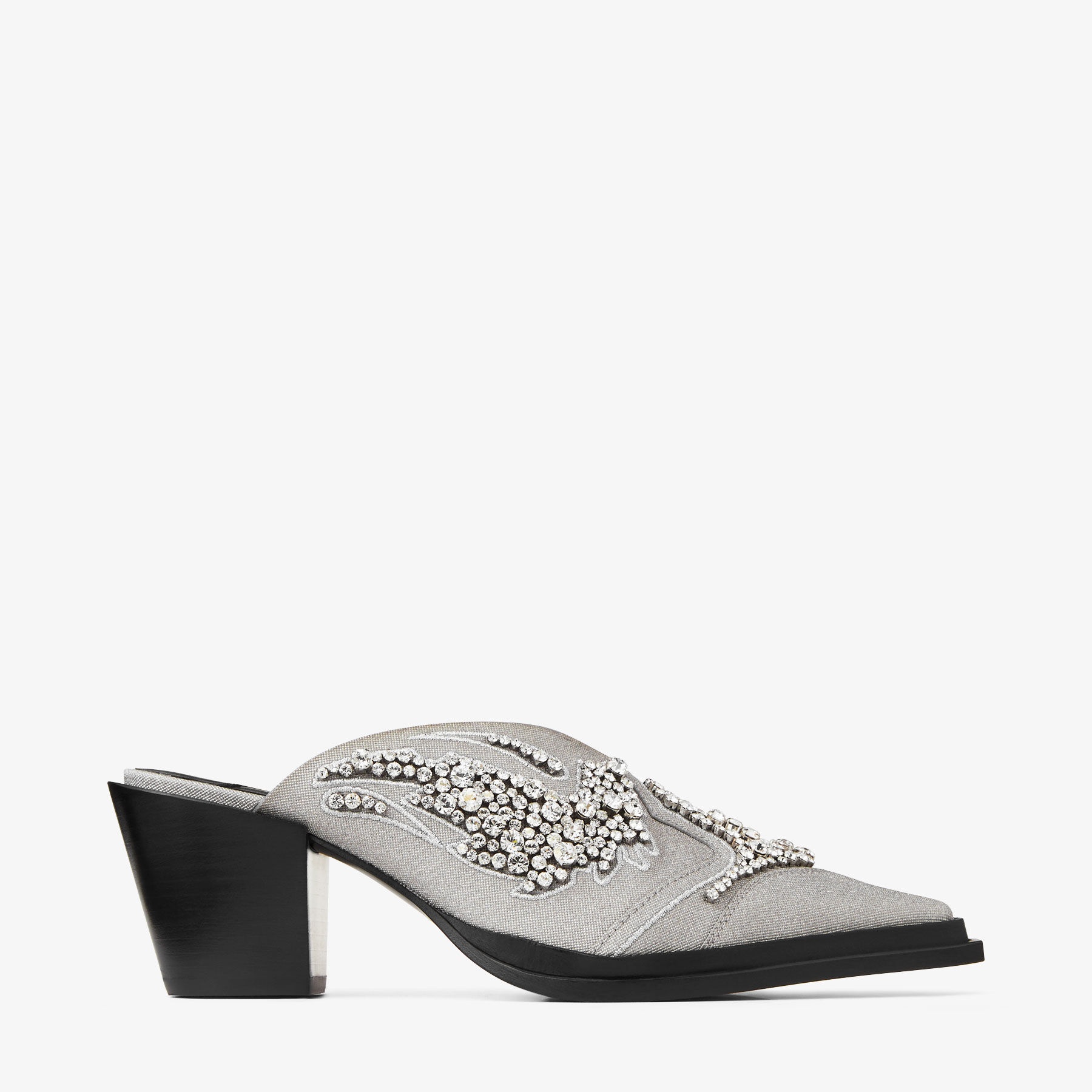 Cece Mule II 60
Silver Glitter Crystal Mules - 1