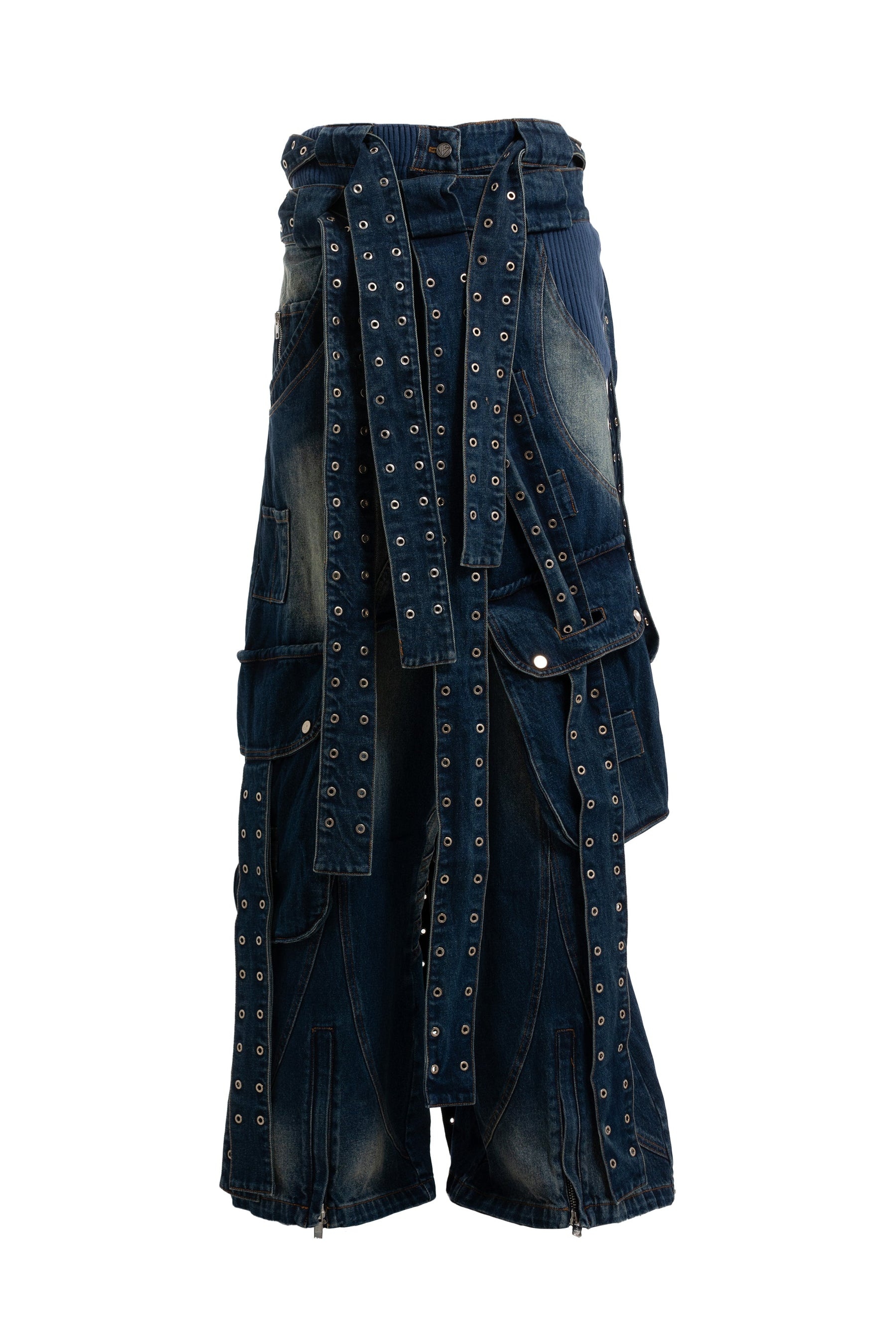 NO FAITHSTUDIOS DOUBLE BELT LAYER DENIMS