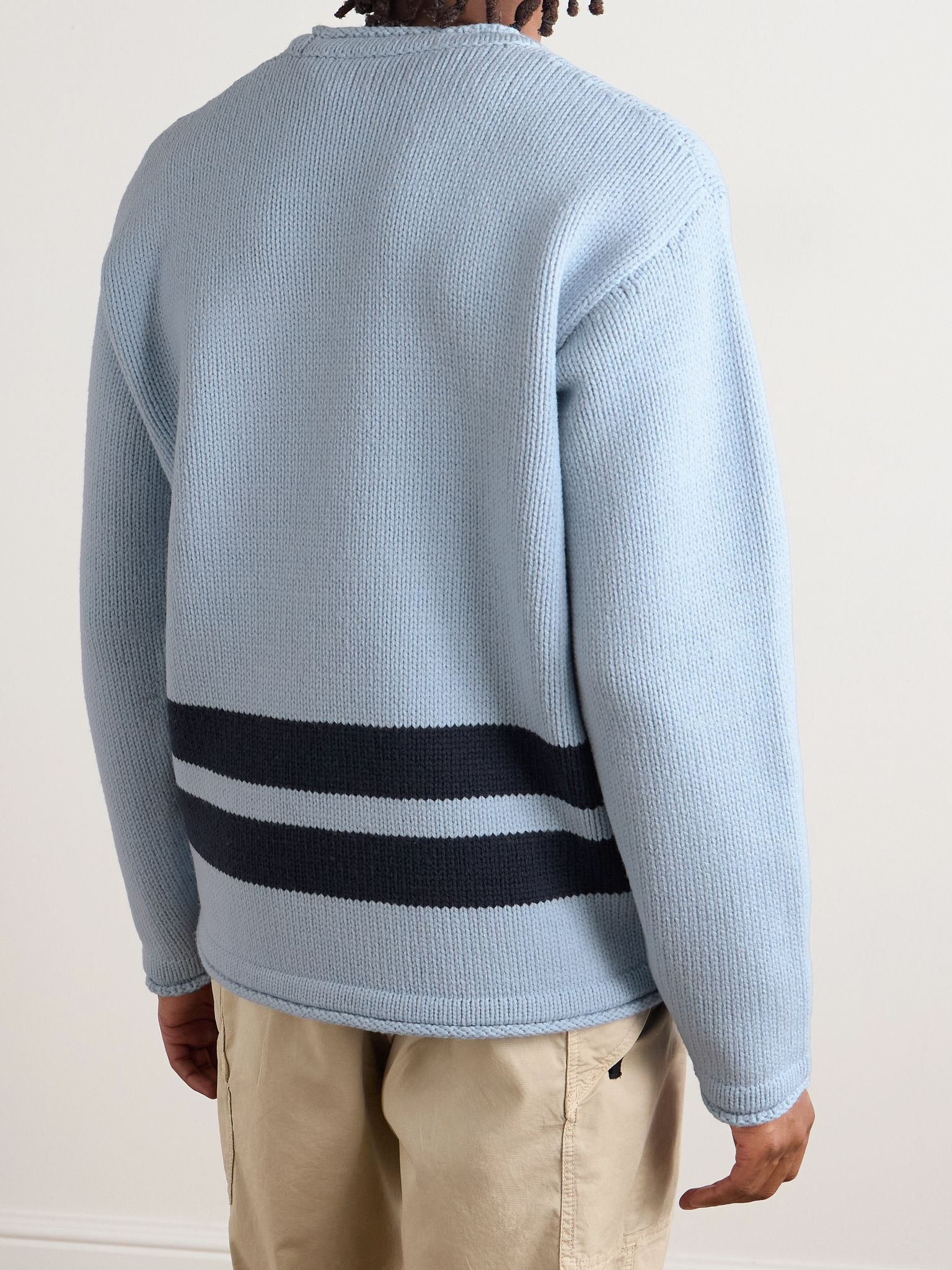 Marina Logo-Print Striped Wool Sweater Blue - 4