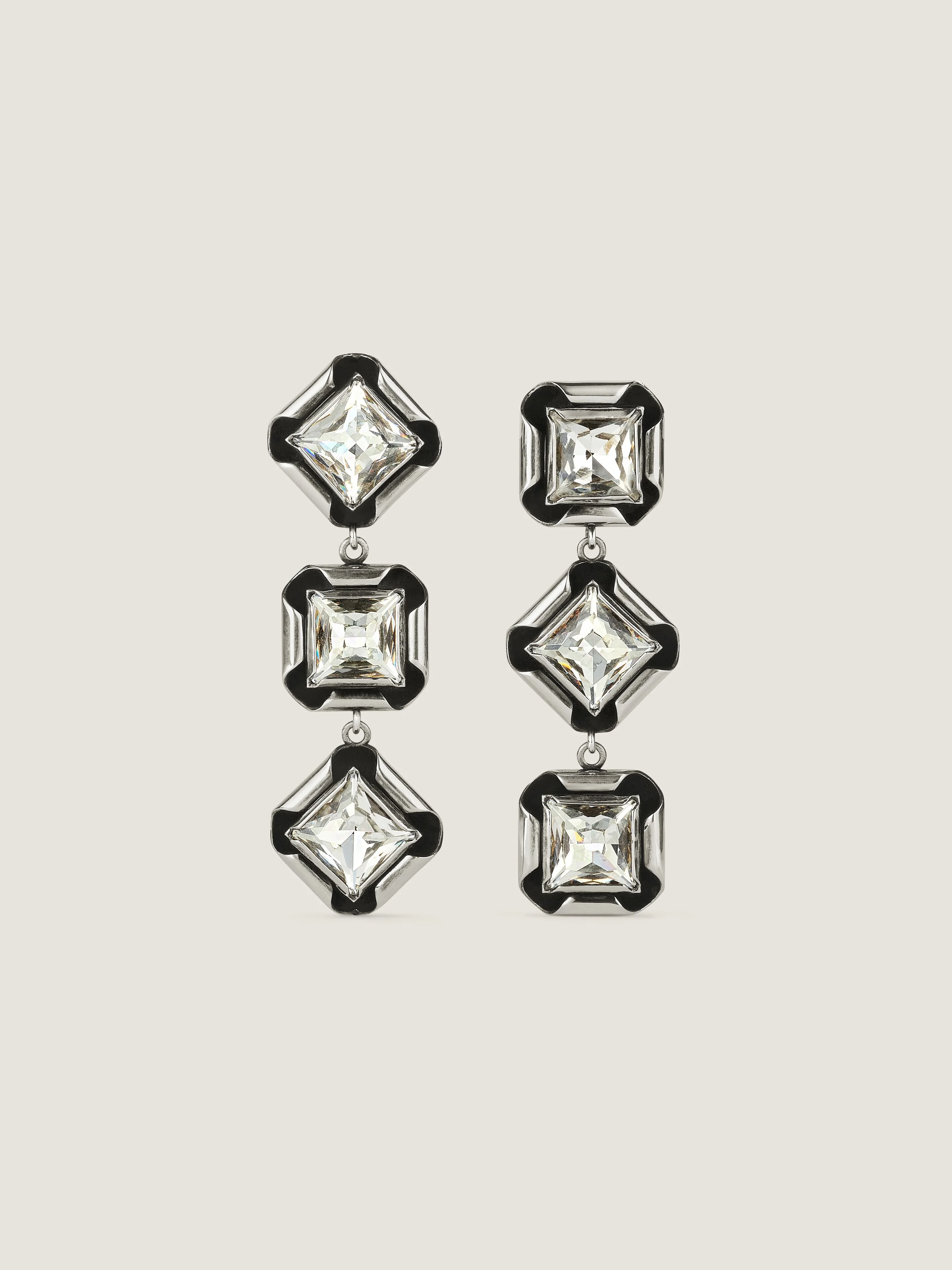 DECONSTRUCTED CRYSTALS EARRINGS IN METAL AND CRYSTALS - 1