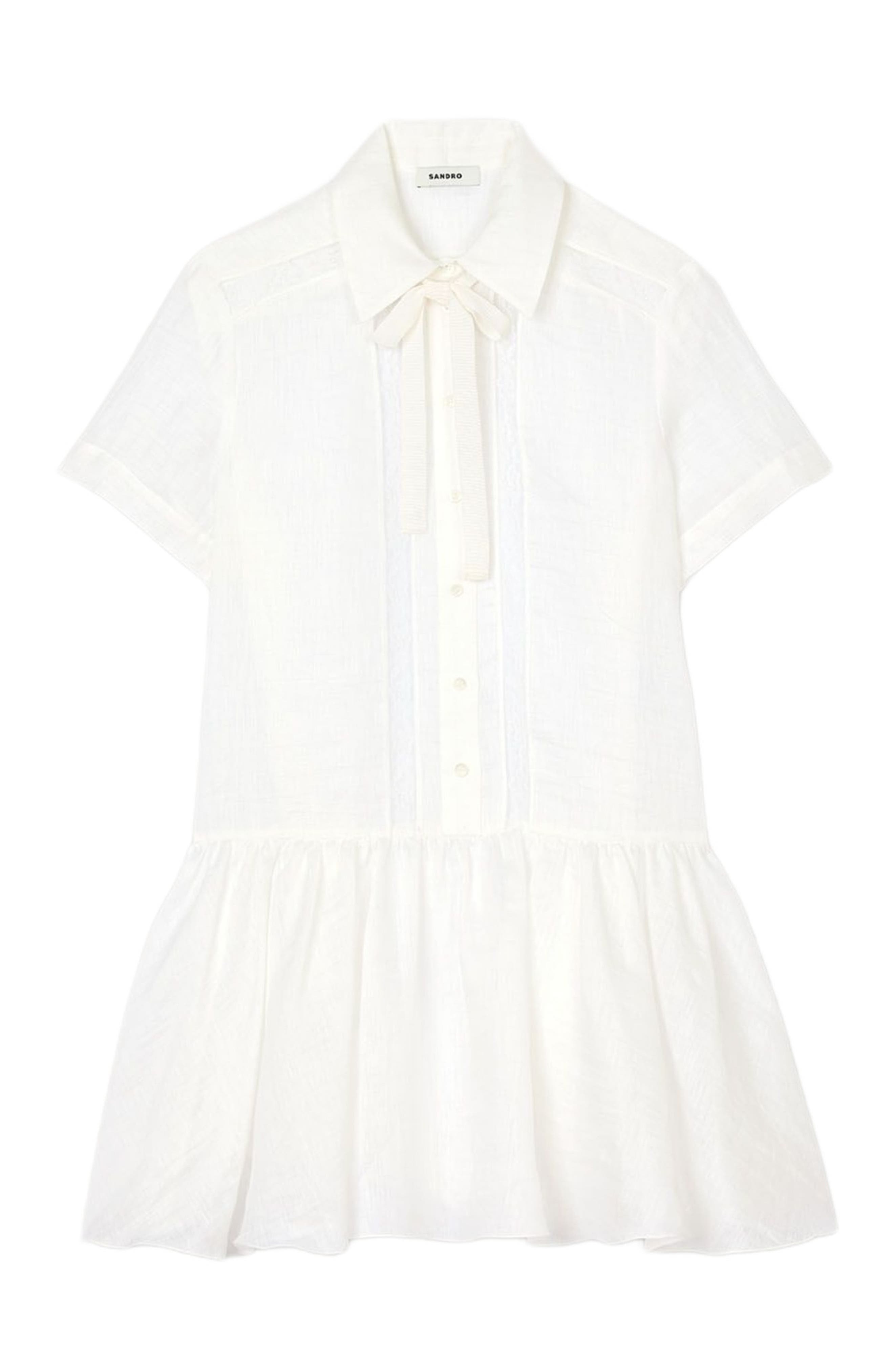 SANDRO Short dress with lace details in White at Nordstrom - 5