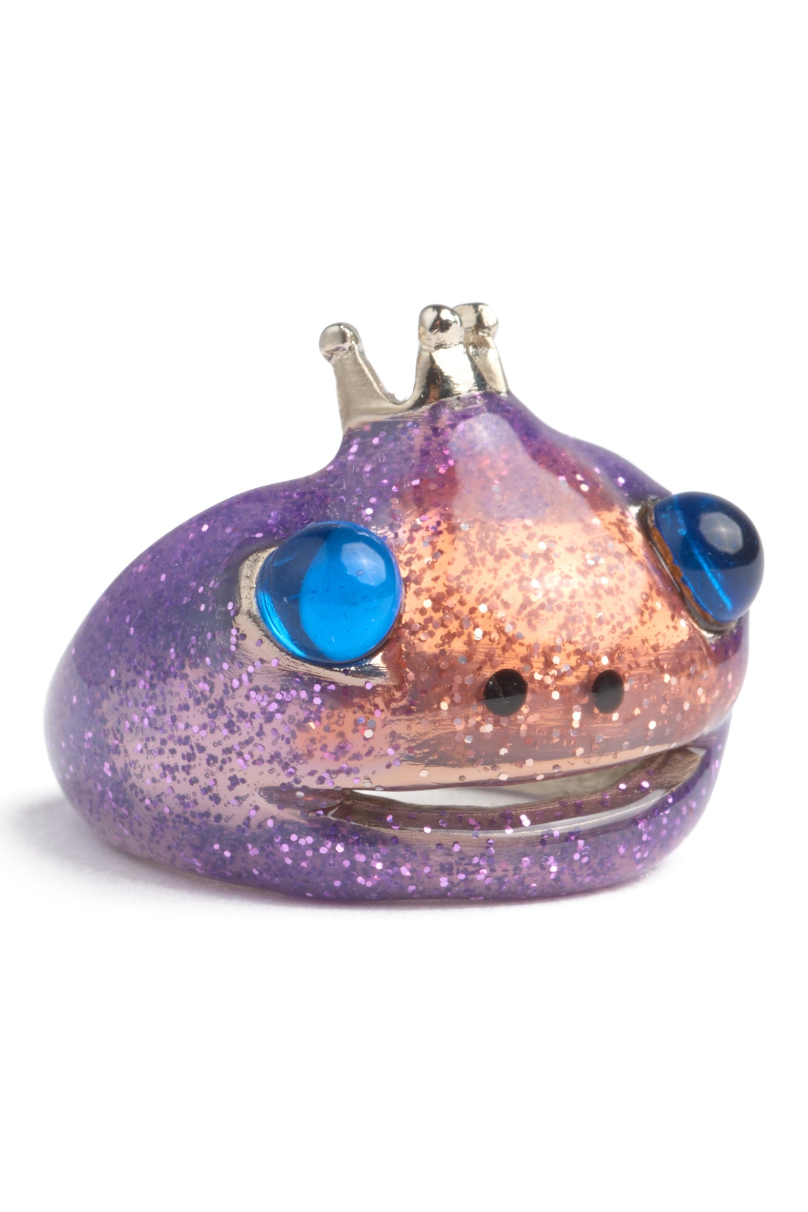 GLITTER PINK LILAC FROG PRINCE RING - 3