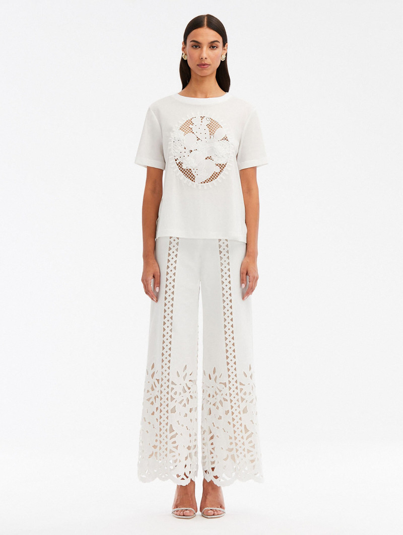 Oscar de la Renta CACTUS EYELET GUIPURE TEE outlook