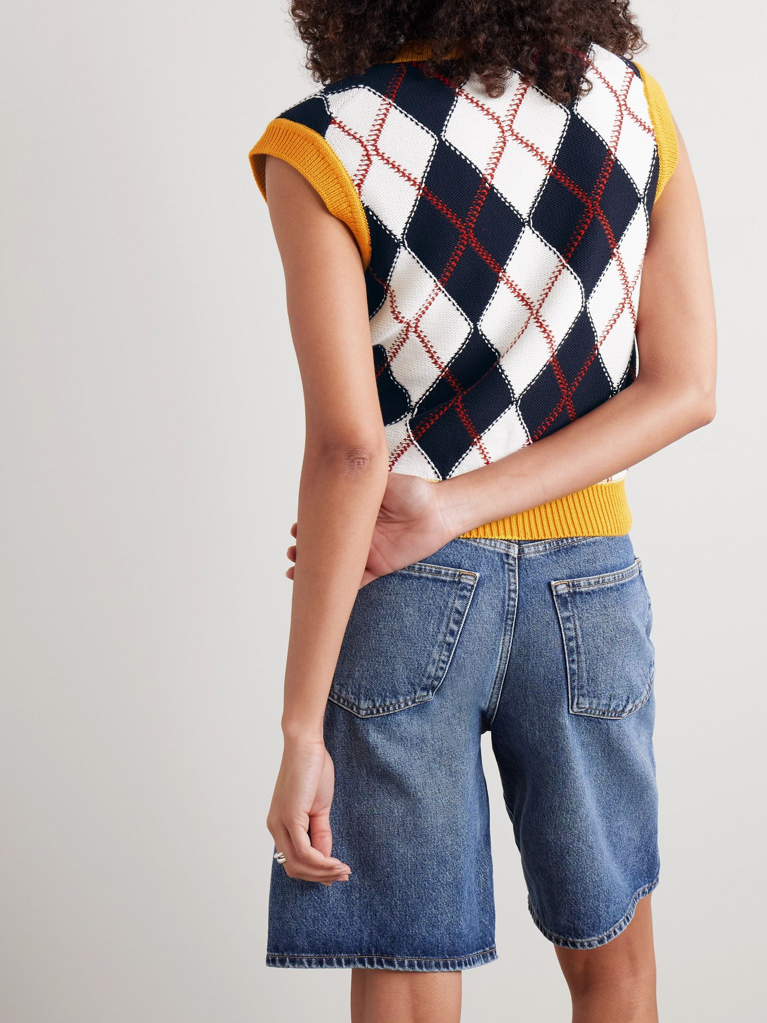 Argyle cotton-jacquard vest Multi - 3