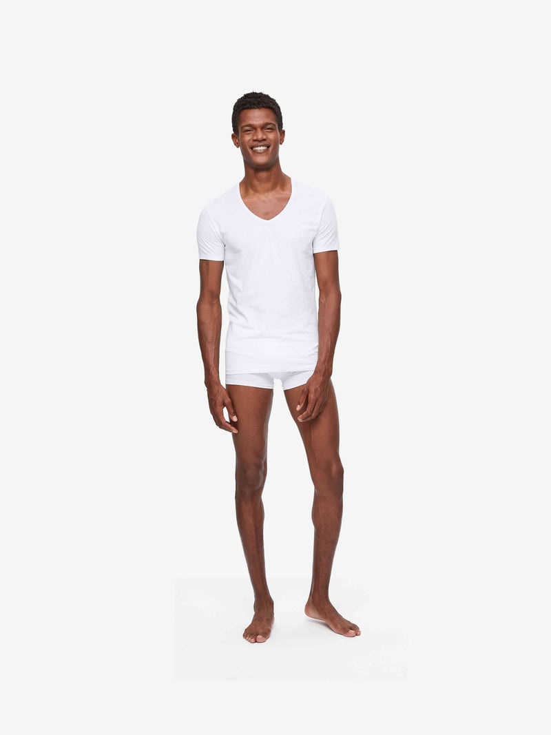 Men's Underwear V-Neck T-Shirt Jack Pima Cotton Stretch White - 3