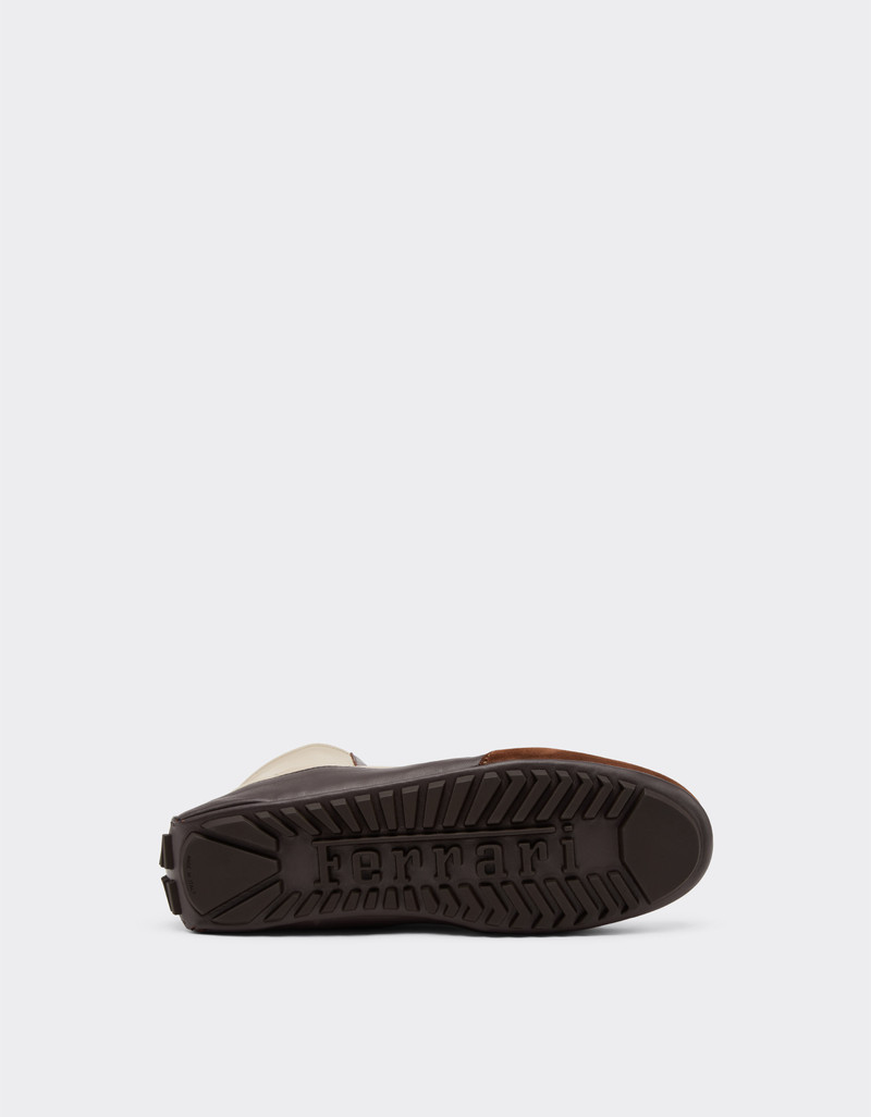 Nappa leather, suede and stretch fabric high-top driver sneaker 3