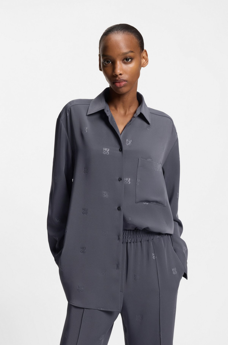 OVERSIZED-FIT BLOUSE WITH STACKED LOGOS 2