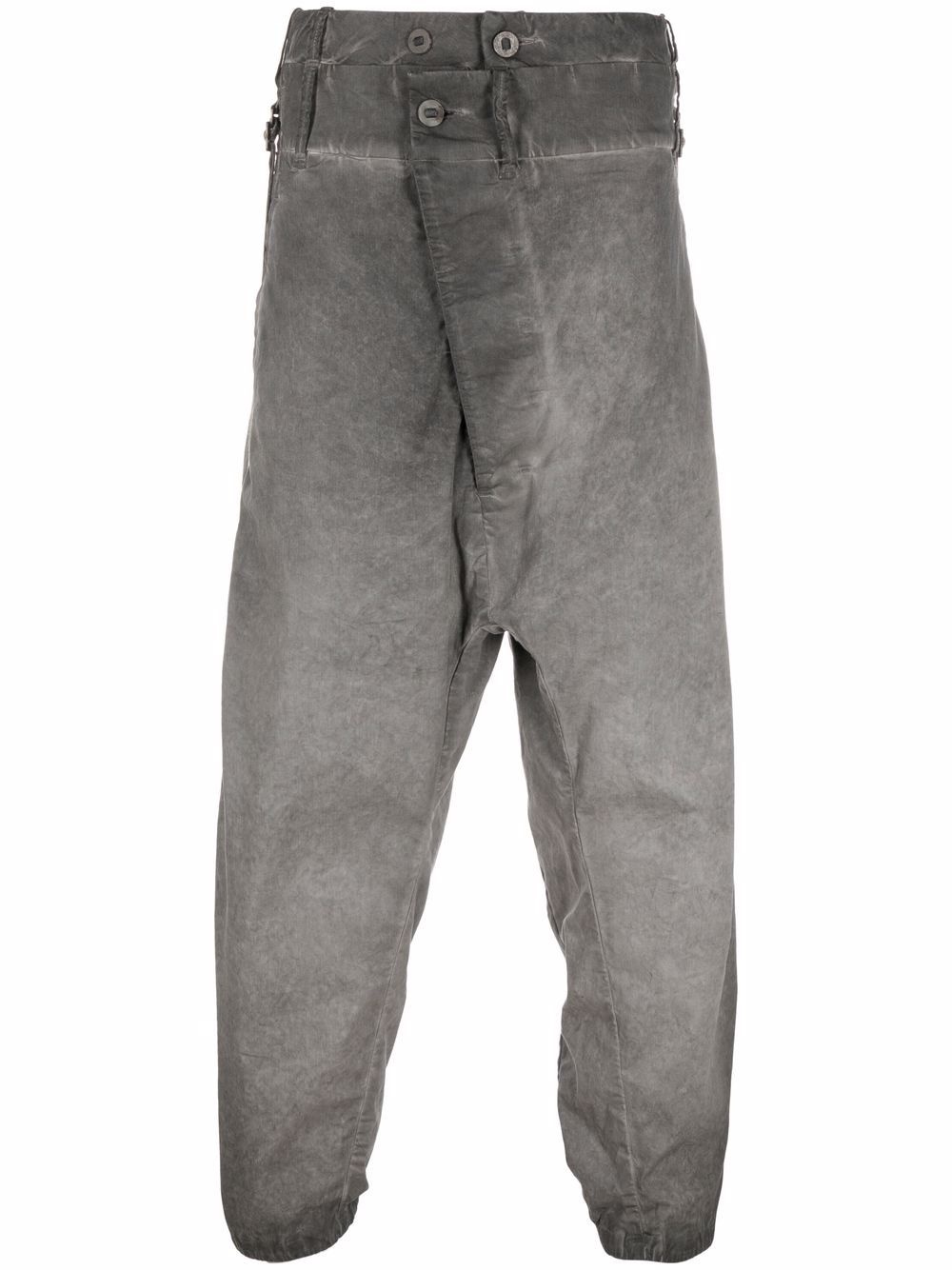 faded-effect drop-crotch trousers - 1