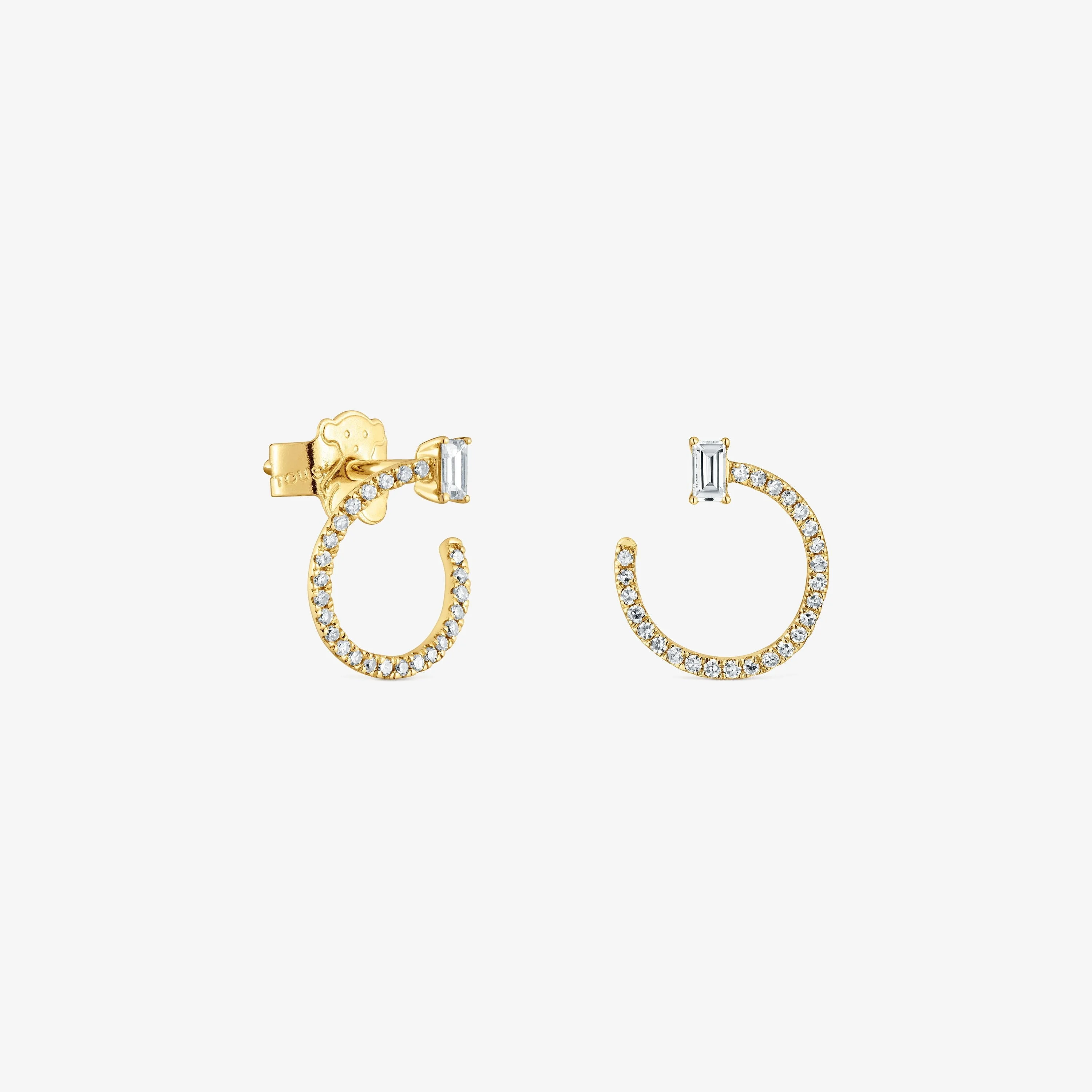 18K solid gold half-circle Earrings with diamonds Les Classiques - 1
