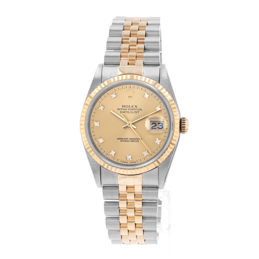 Pre-owned Rolex Datejust 36 Automatic Chronometer Diamond Champagne Dial Men's Watch 16233 CDJ - 3