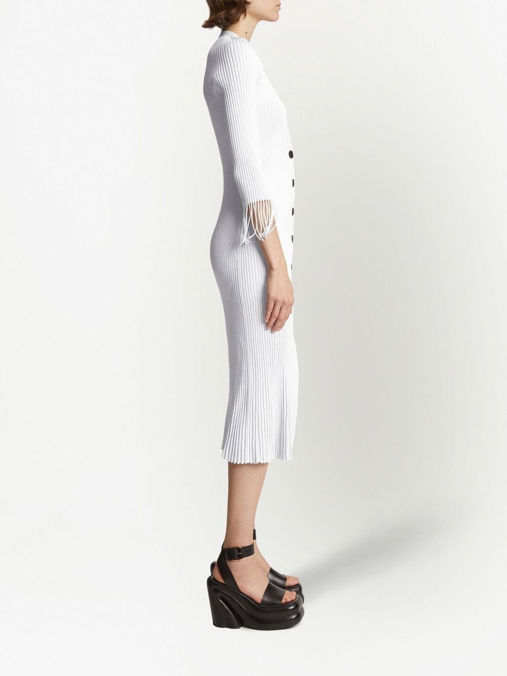 ribbed-knit buttoned-up dress - 3