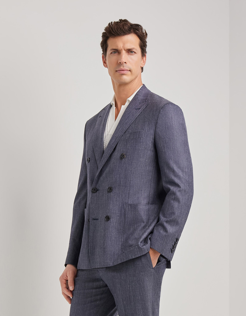 NAVY BLUE TRICOT-EFFECT COTTON JERSEY JACKET 183