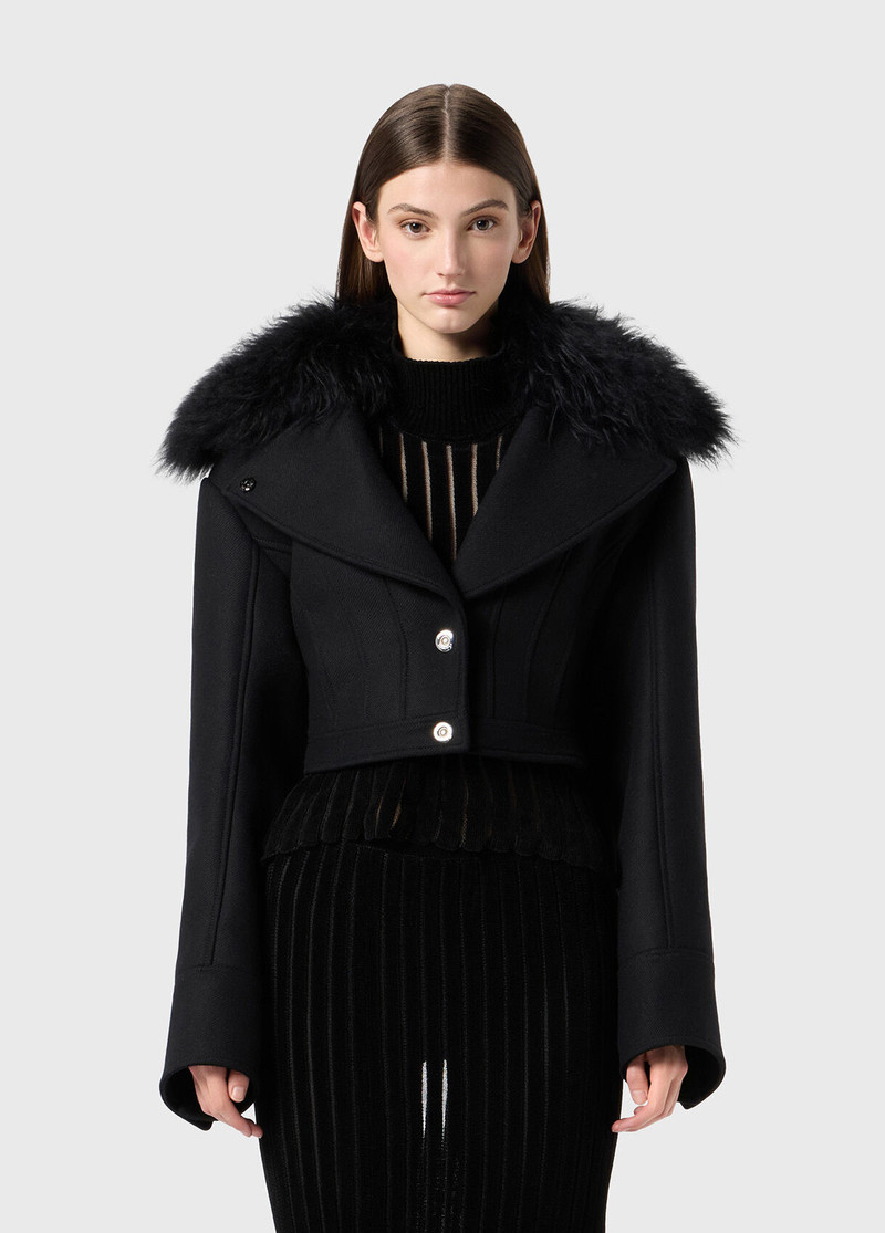 Blumarine WOOL COAT WITH FUR outlook