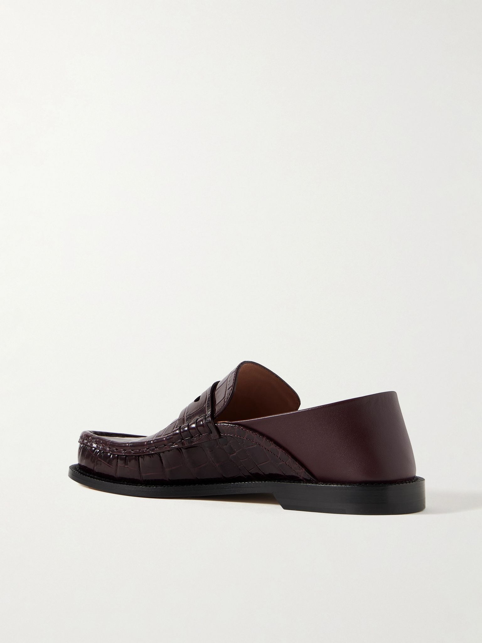 Campo collapsible-heel croc-effect leather loafers Burgundy - 3