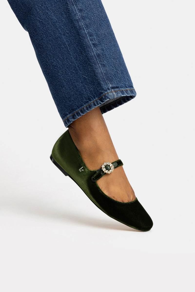Larroudé Blair Ballet Flat In Bosco Velvet outlook
