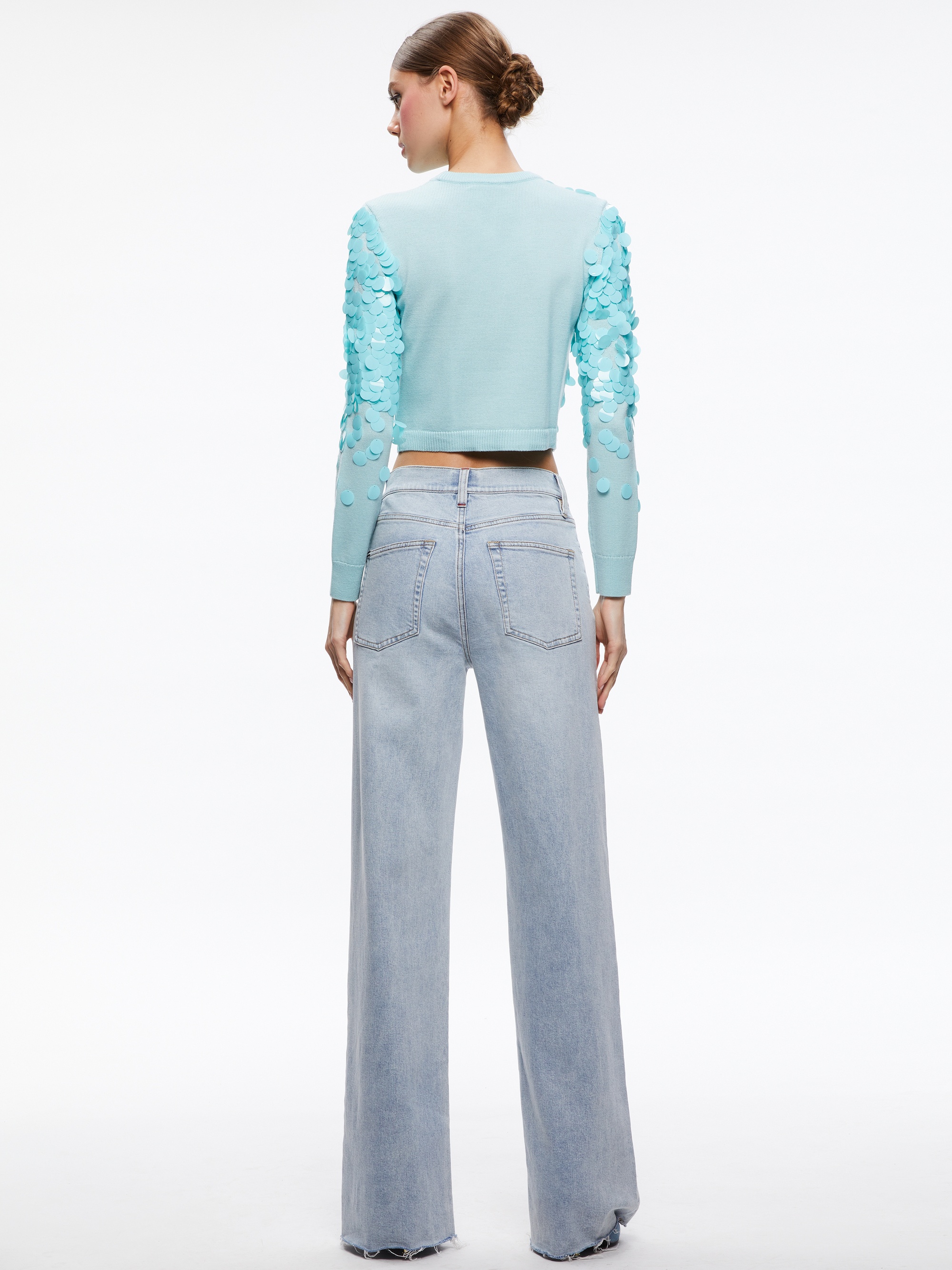 DELFINA CROPPED PAILLETTE PULLOVER - 2