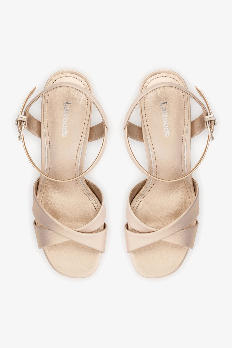 Bianca High Platform Sandal In Champagne Metallic Leather 6